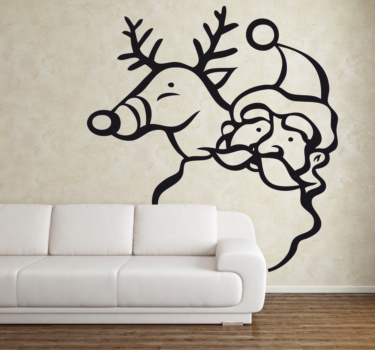 Kerstman met rendier sticker