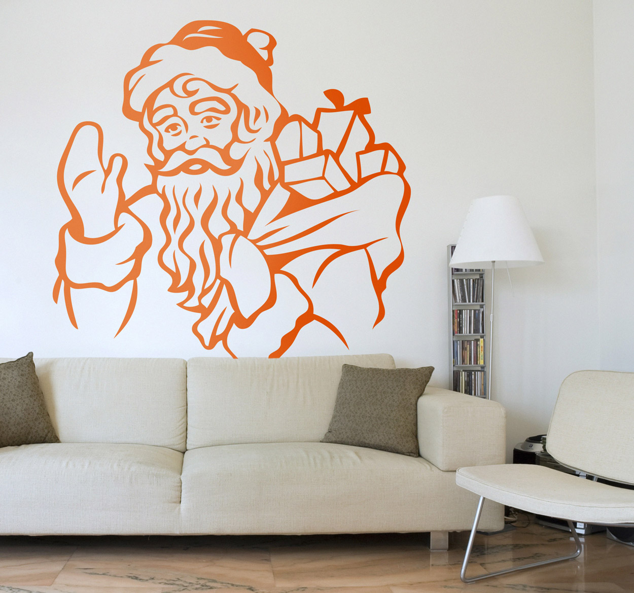 Kerstman zak met cadeautjes sticker