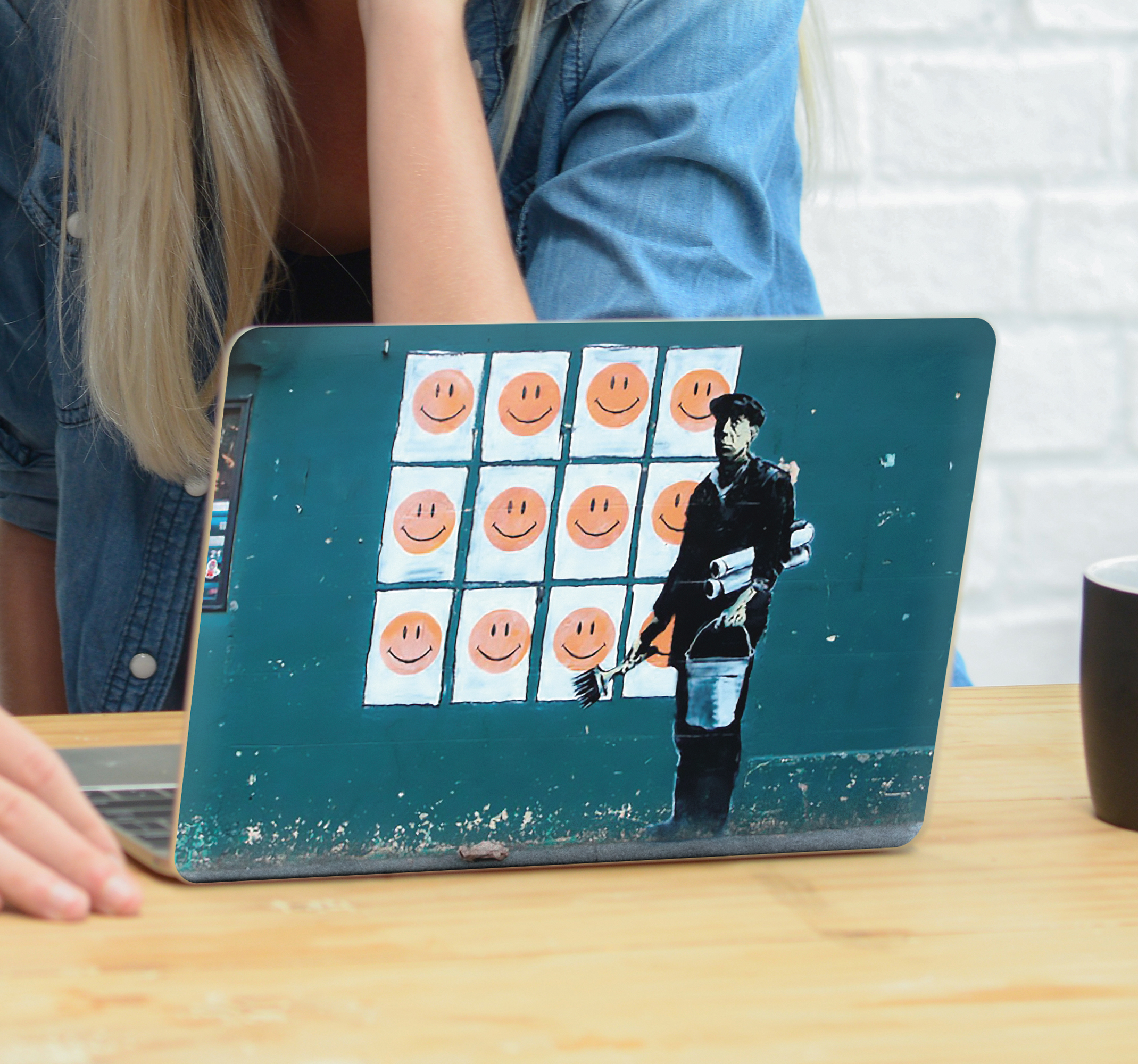Banksy glimlacht laptop sticker