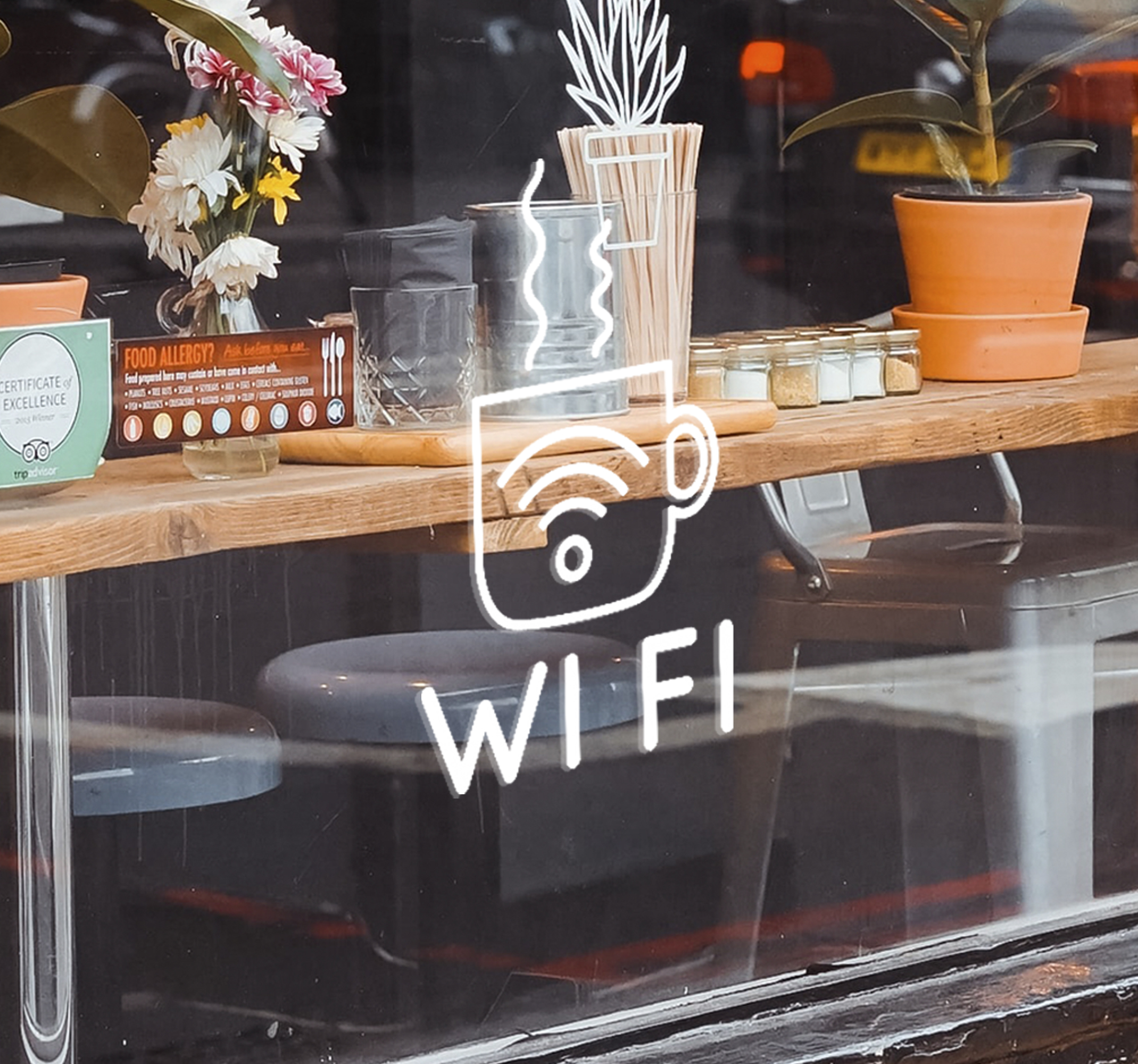 Koffie wifi sticker bedrijf
