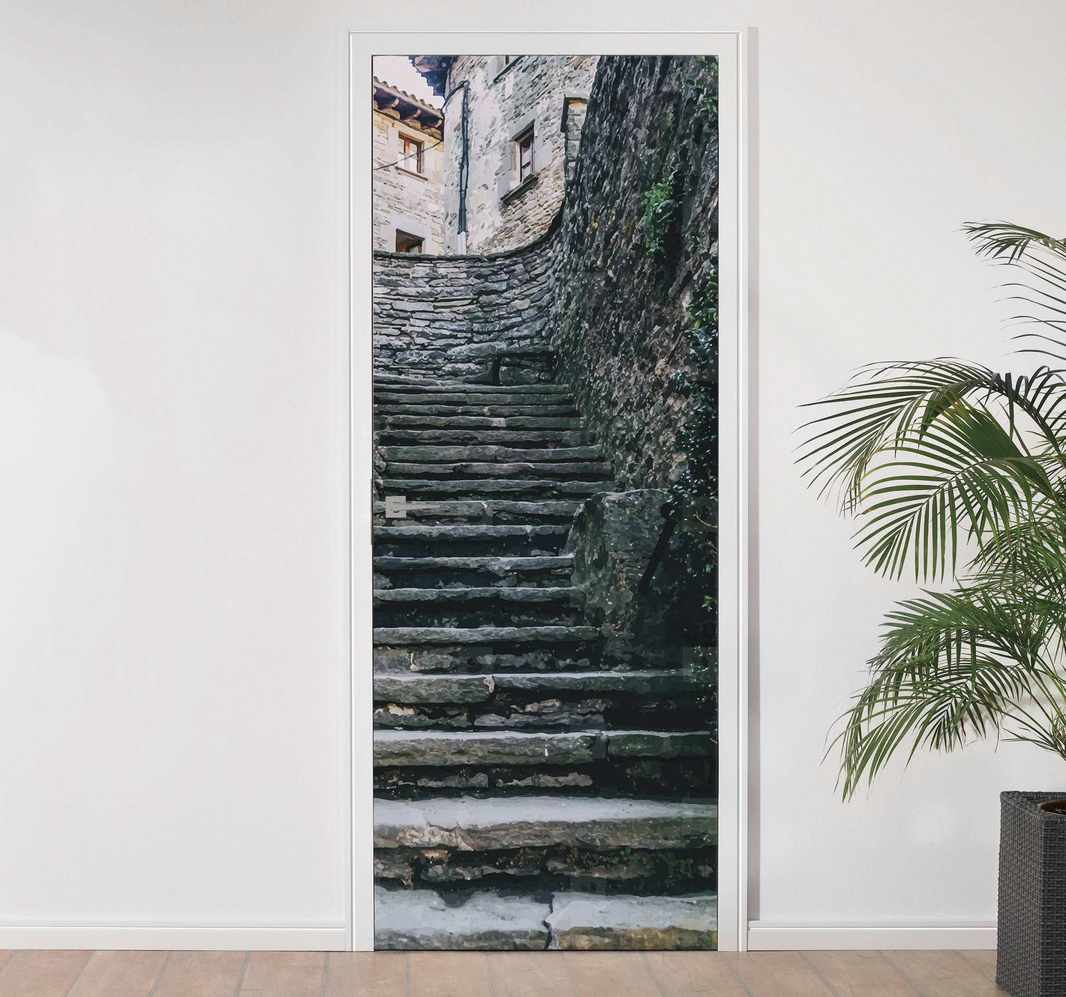 Deursticker trap stenen