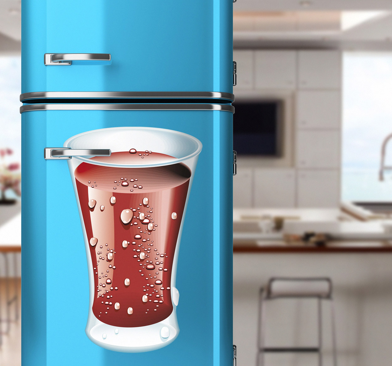 Sticker ijskast glas cola