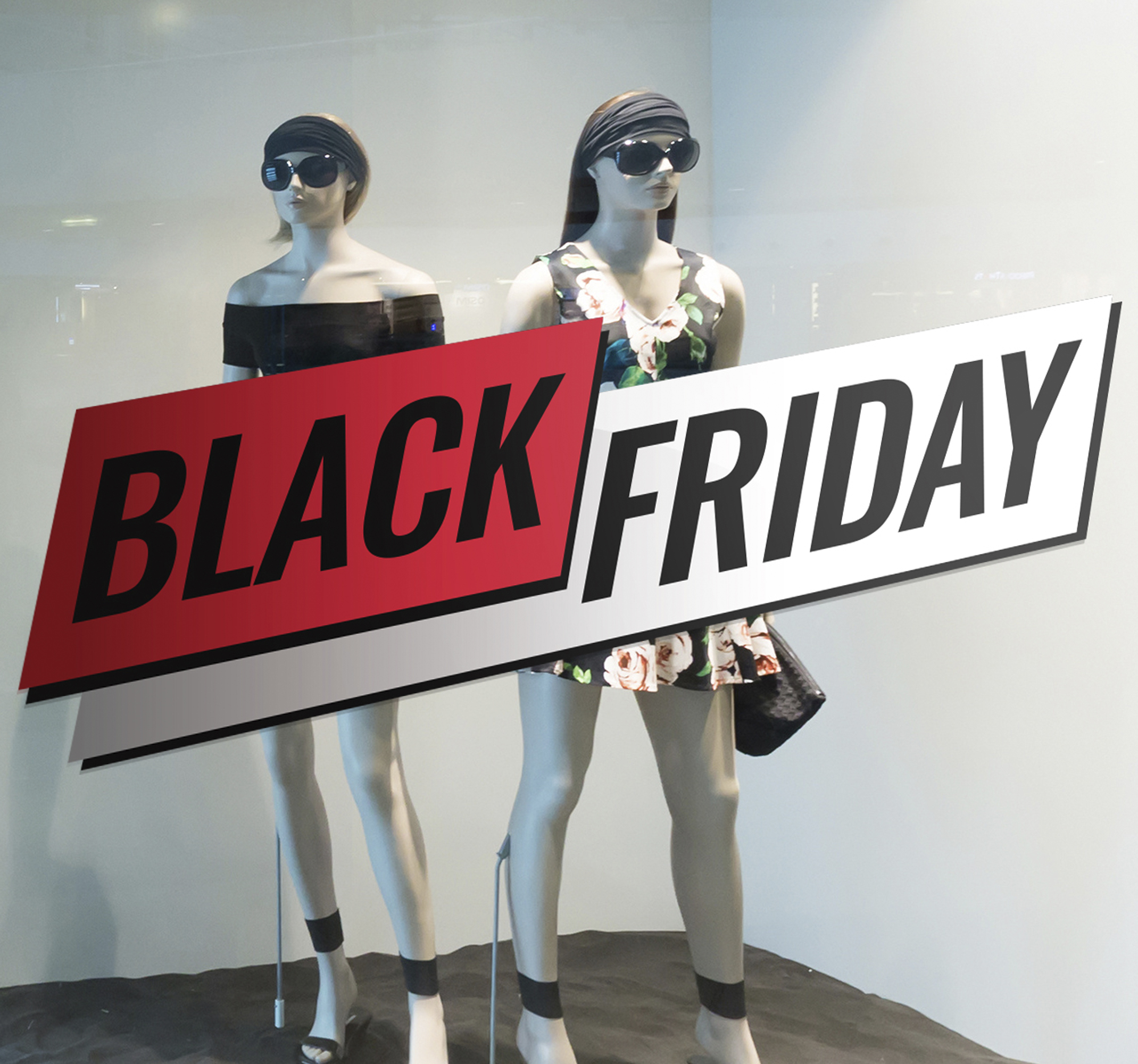 Black friday sticker etalage rood korting