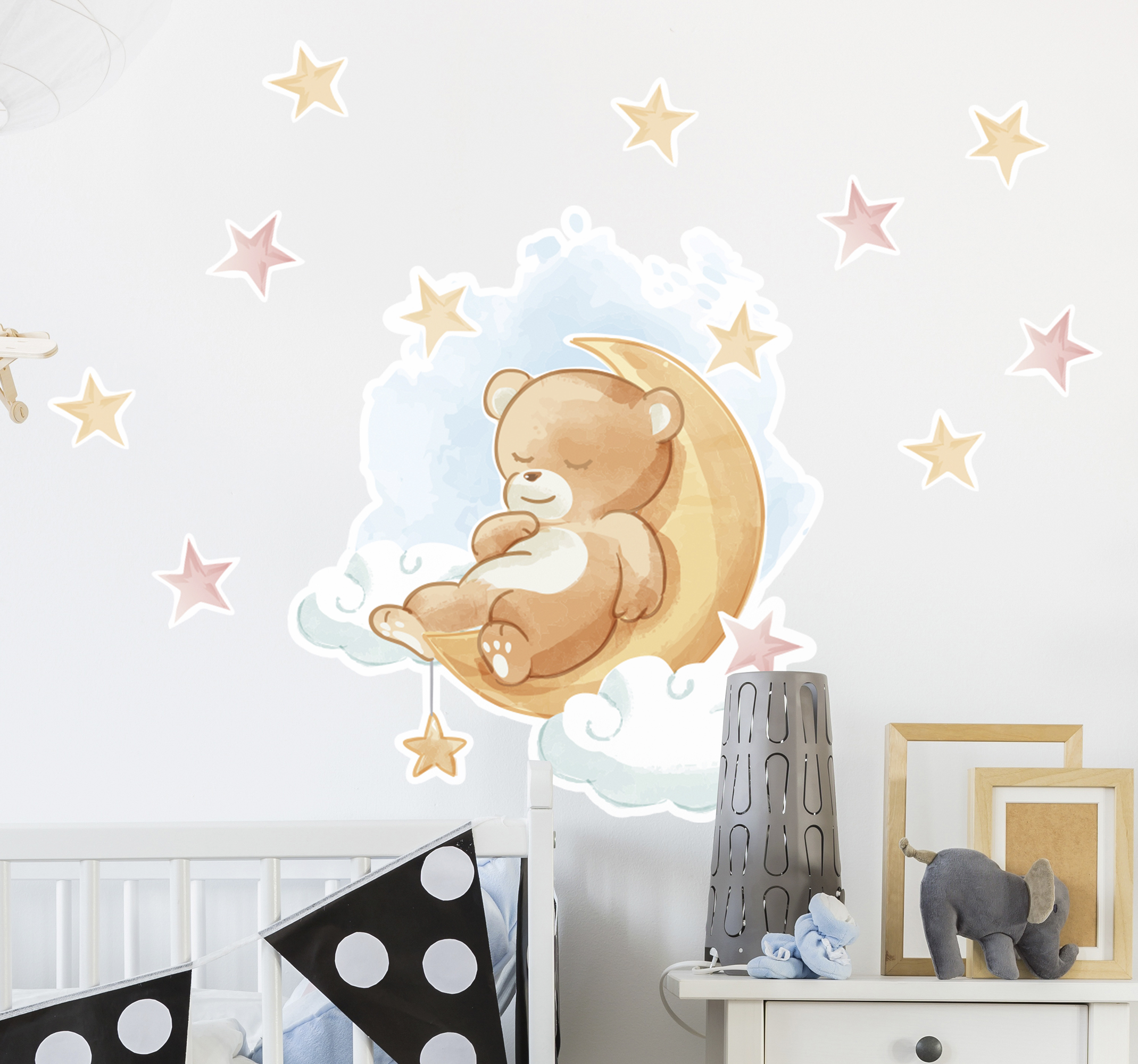Muursticker kinderkamer met teddybeer