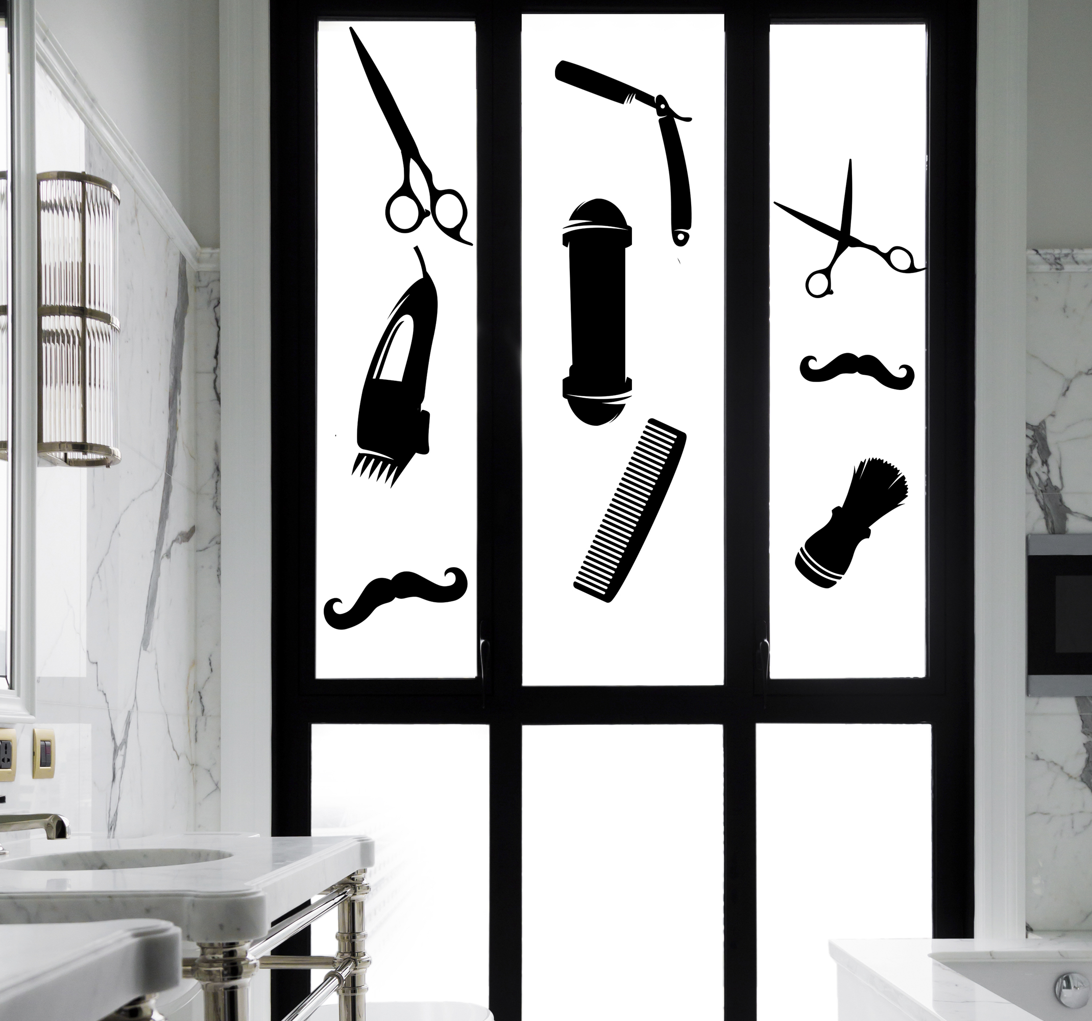 Kapper pictogrammen zelfklevende raamsticker