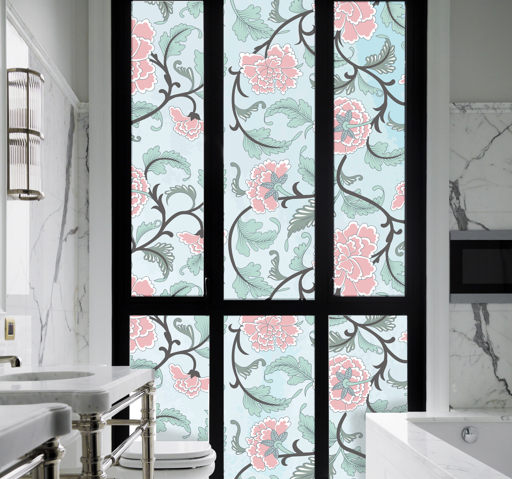 Privacy folie raam met japans bloemen
