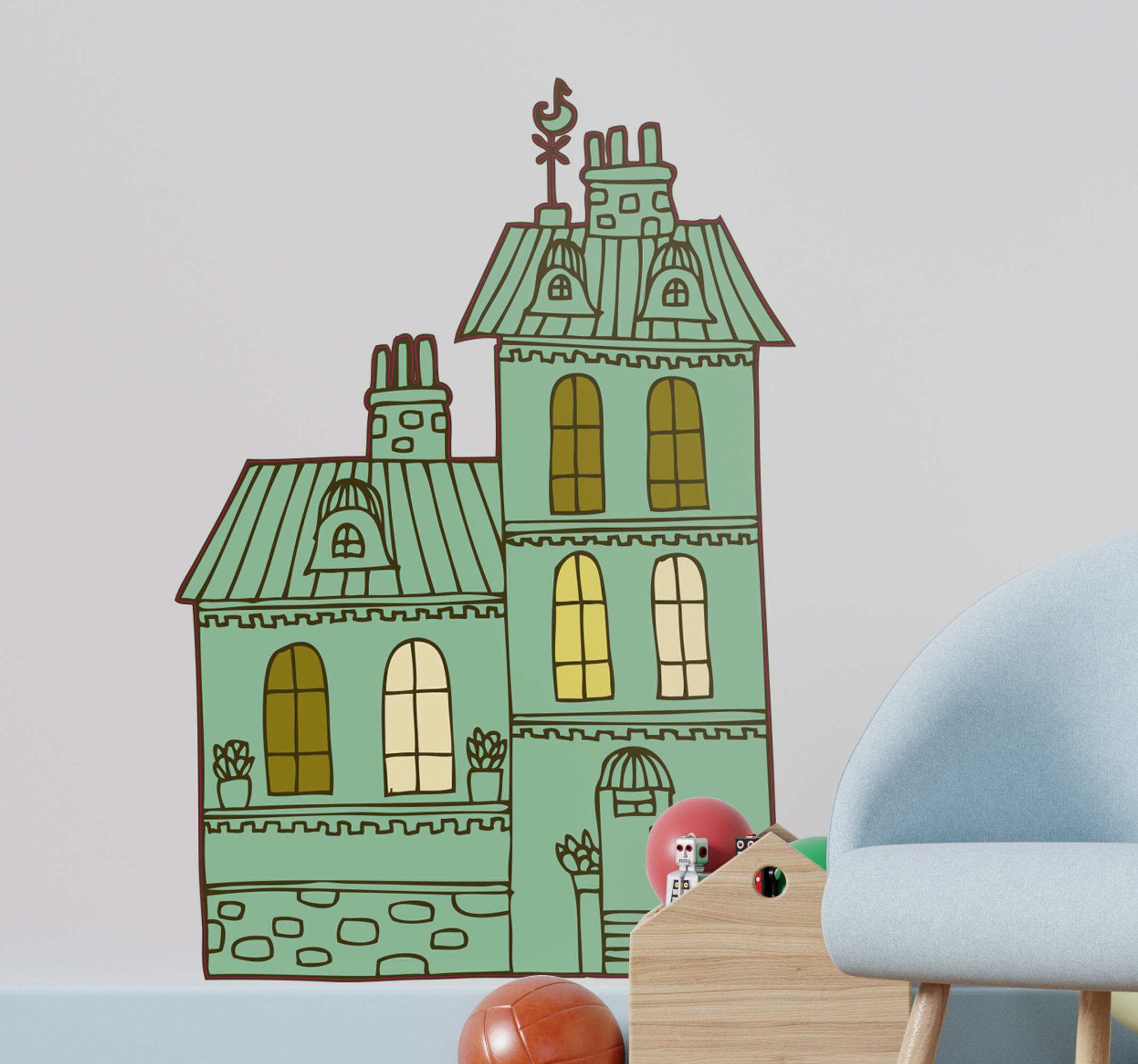 Ouderwetse huis sticker