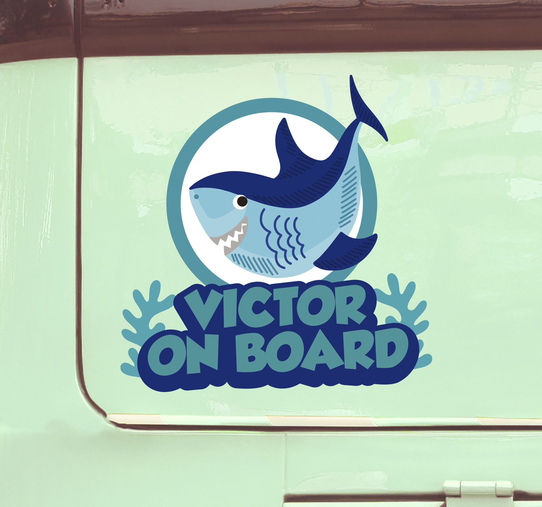 Baby aan boord sticker Babyhaai met naam