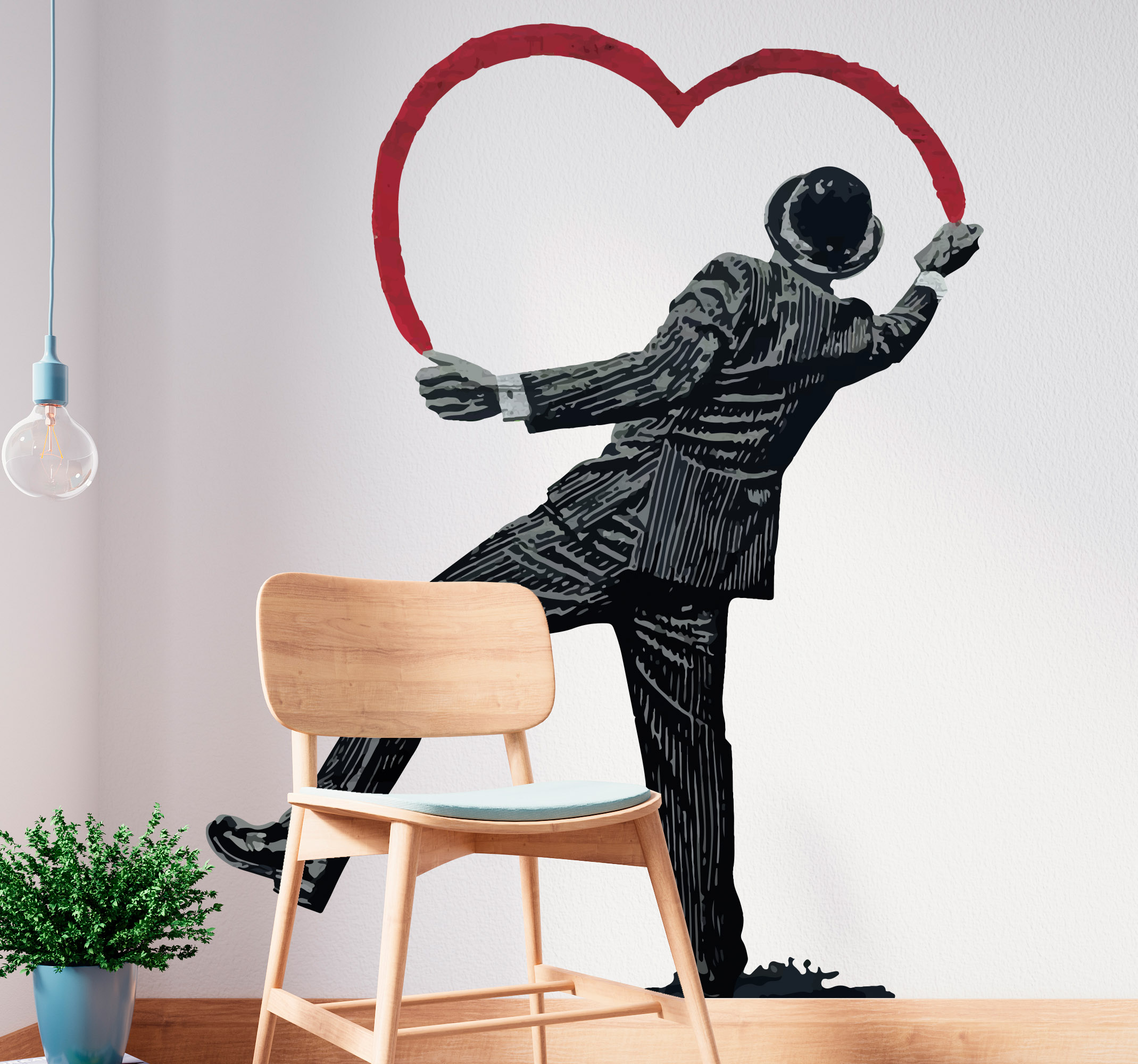 Muursticker woonkamer kunst Banksy graffiti