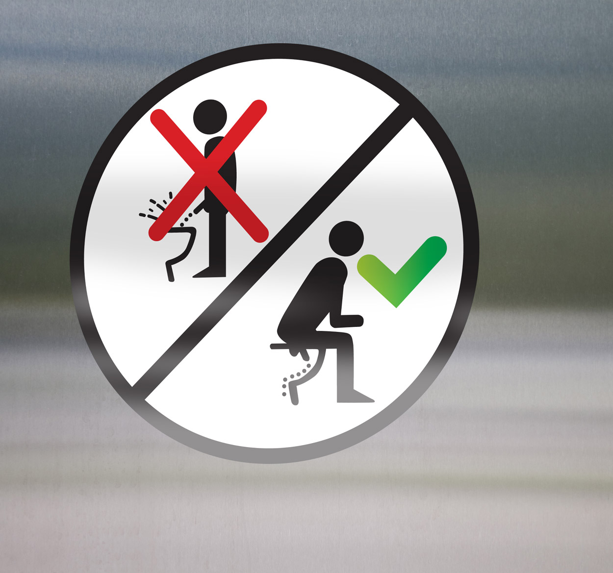 Toilet sticker urineren zitten tijdens plassen