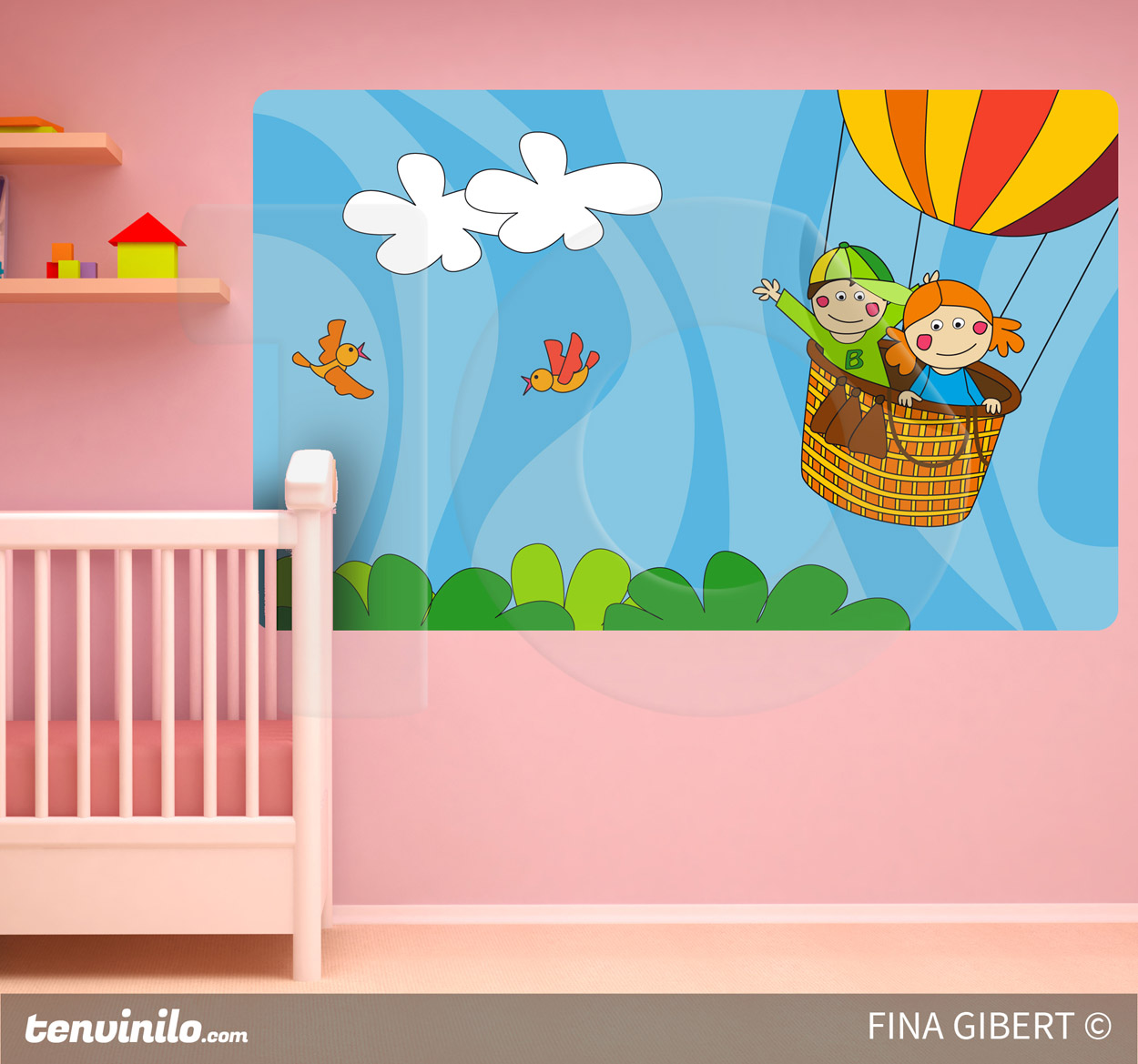 Sticker luchtballon kinderkamer