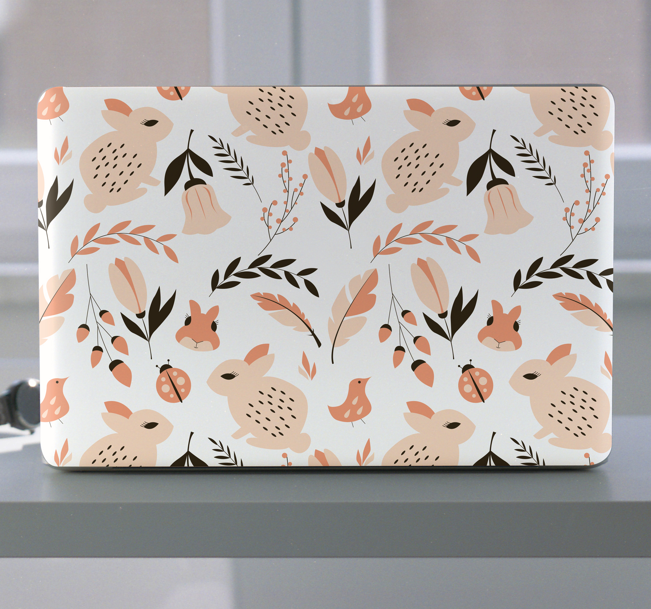 Laptop skin Tenango konijnen en bloem