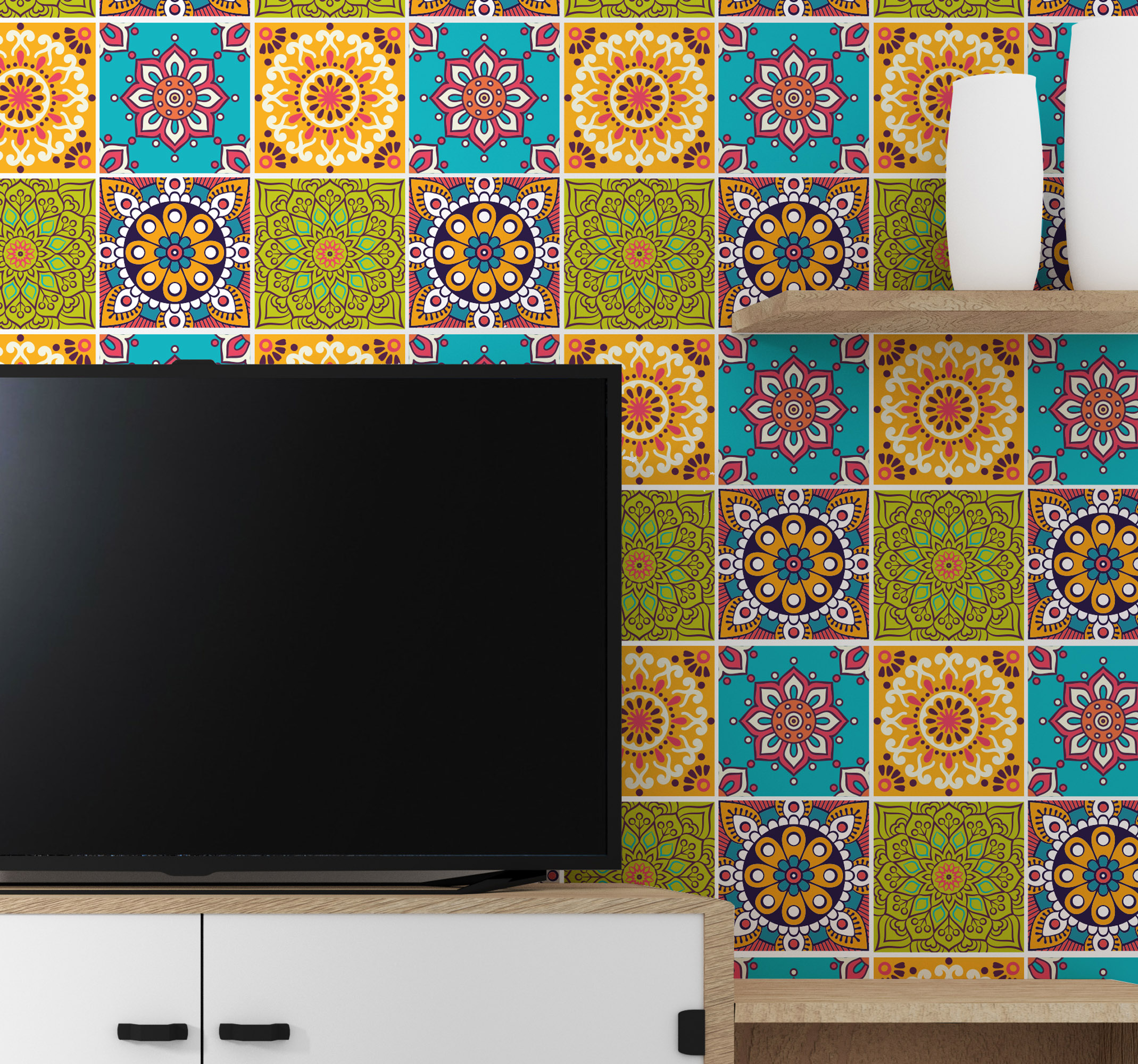 Tegelstickers kleurrijk mandala