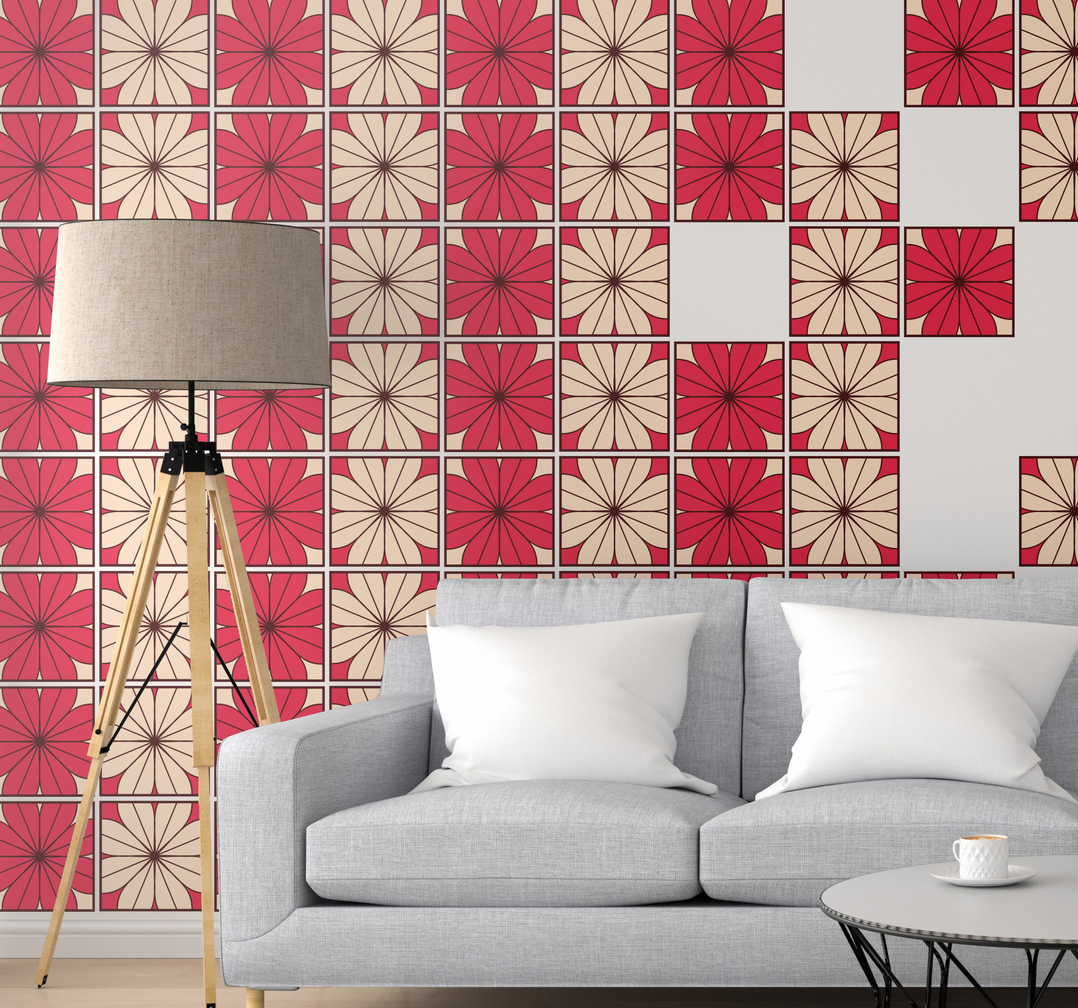 Tegelstickers kleurrijk bloemenpatroon