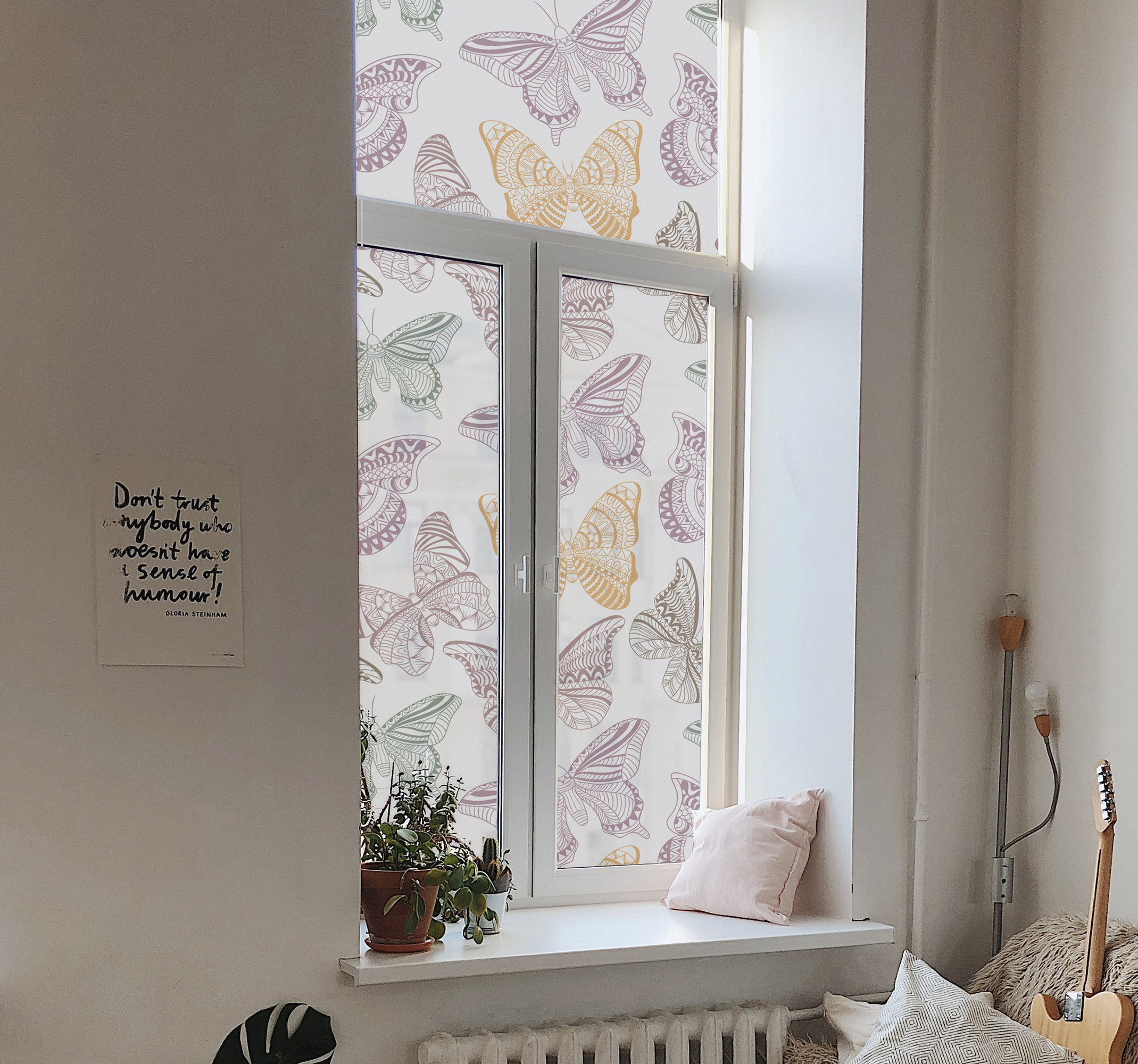 Privacy folie raam gekleurde siervlinders