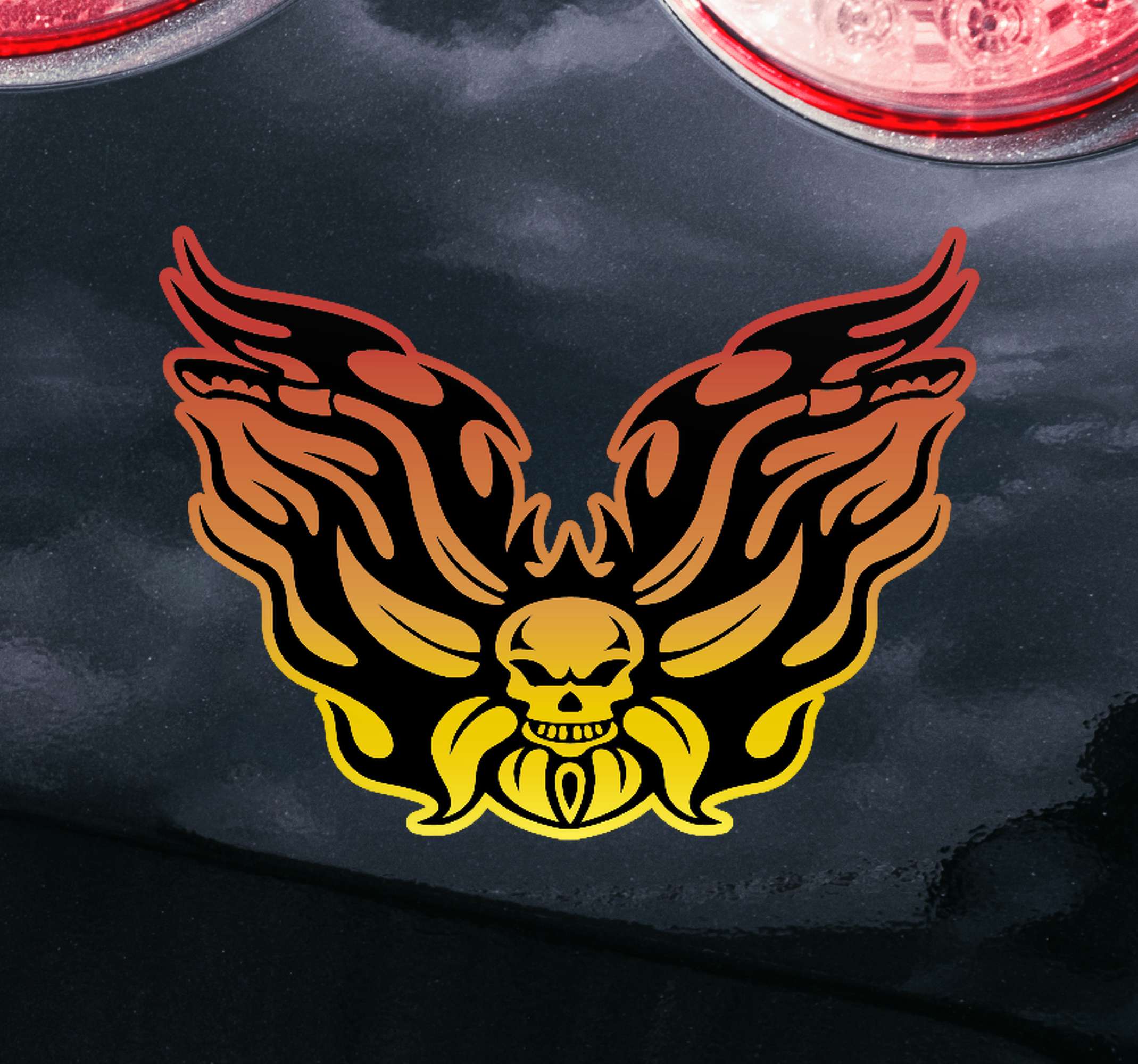 Stickers motor Schedel met vlam