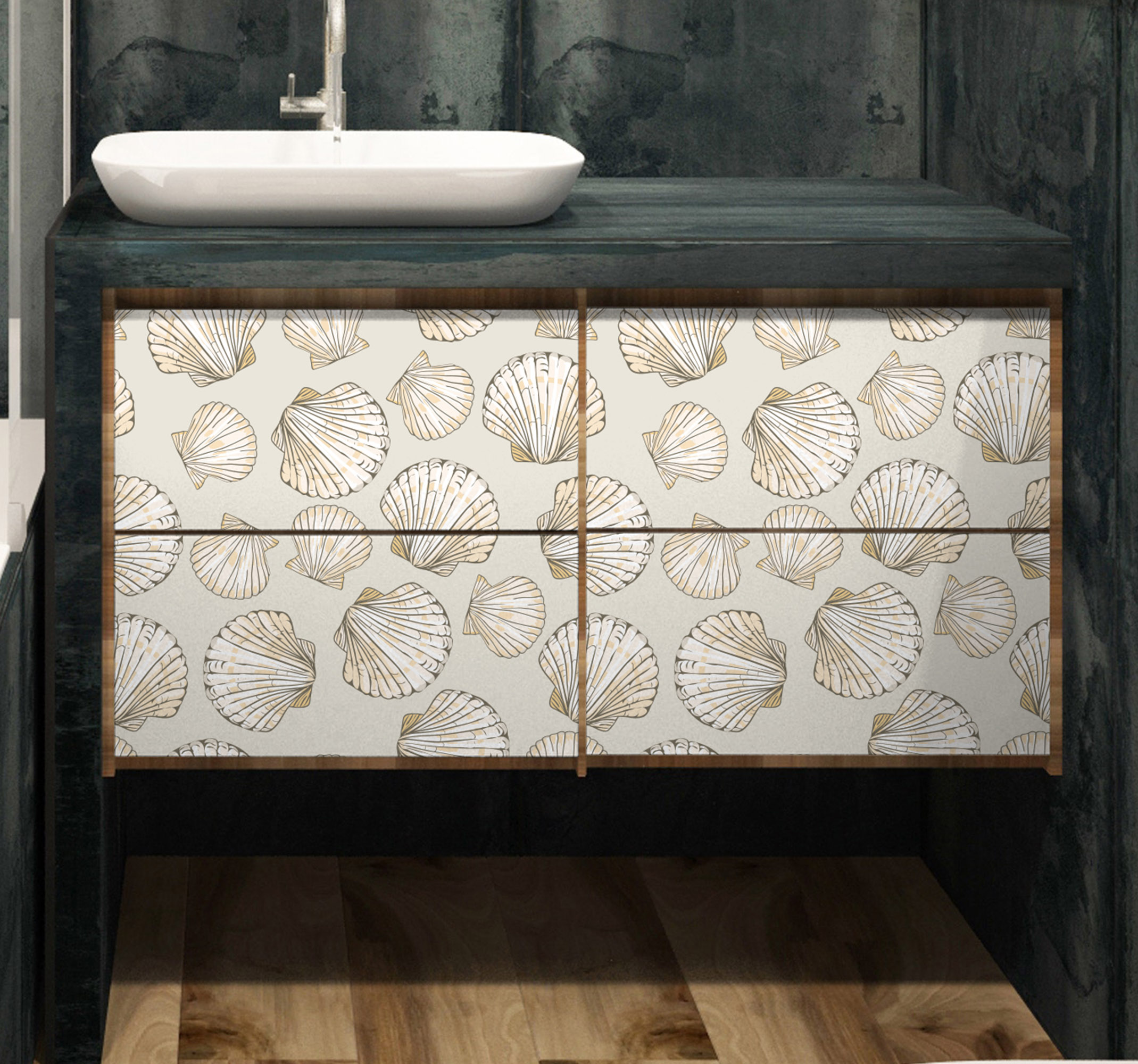 Stickers voor op meubels Grote en kleine schelpen