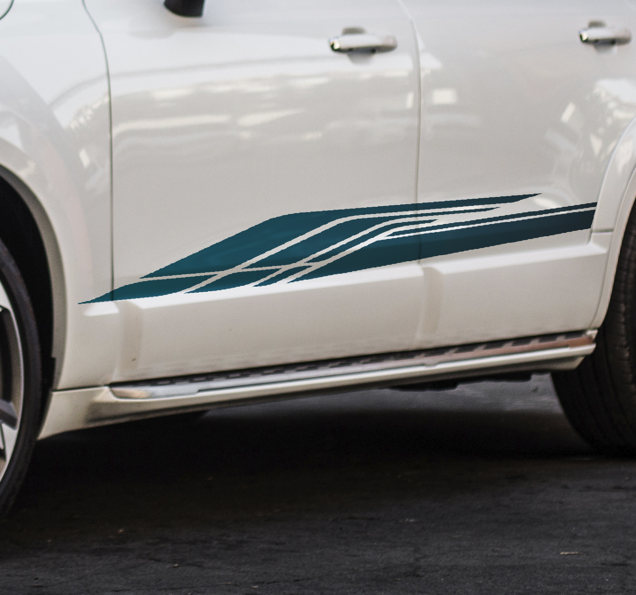 Decoratie sticker auto blauwe race streep