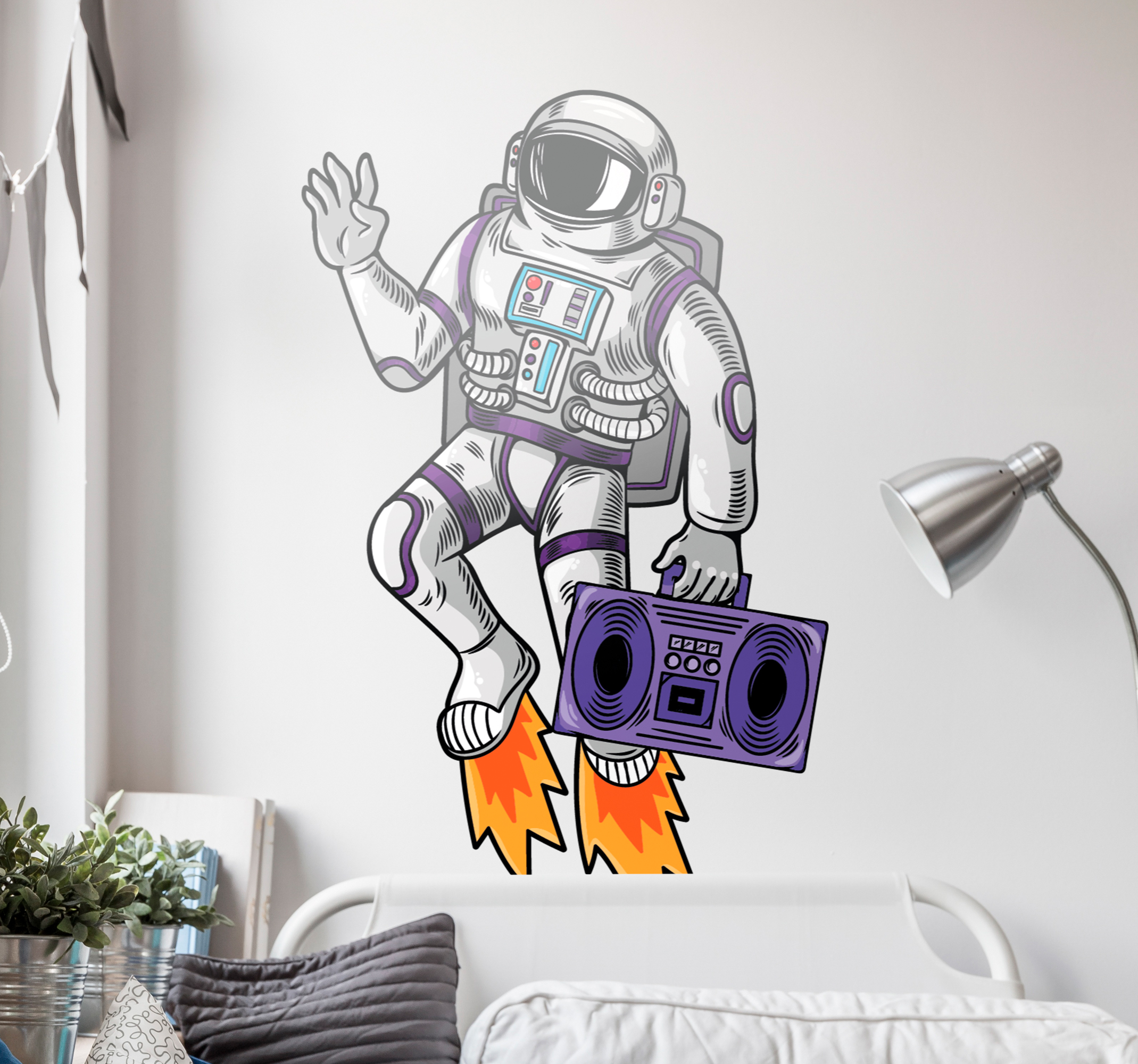 Ruimte vliegende astronaut stickers