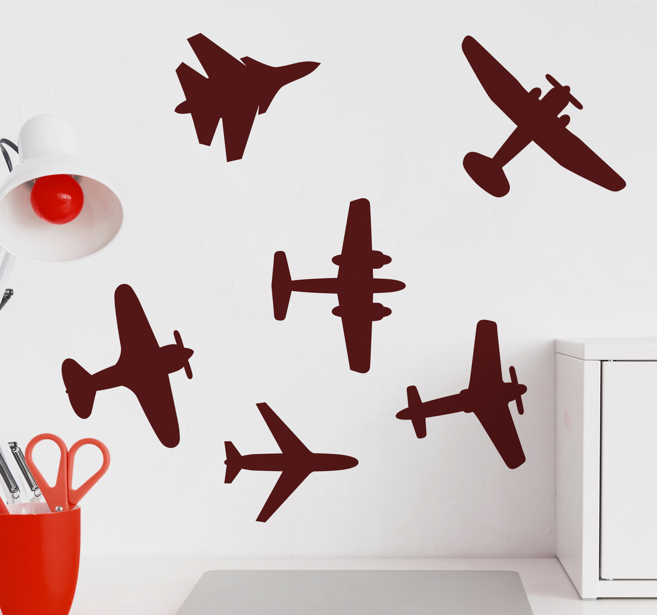 Muurstickers tekeningen Verschillende vliegtuigen