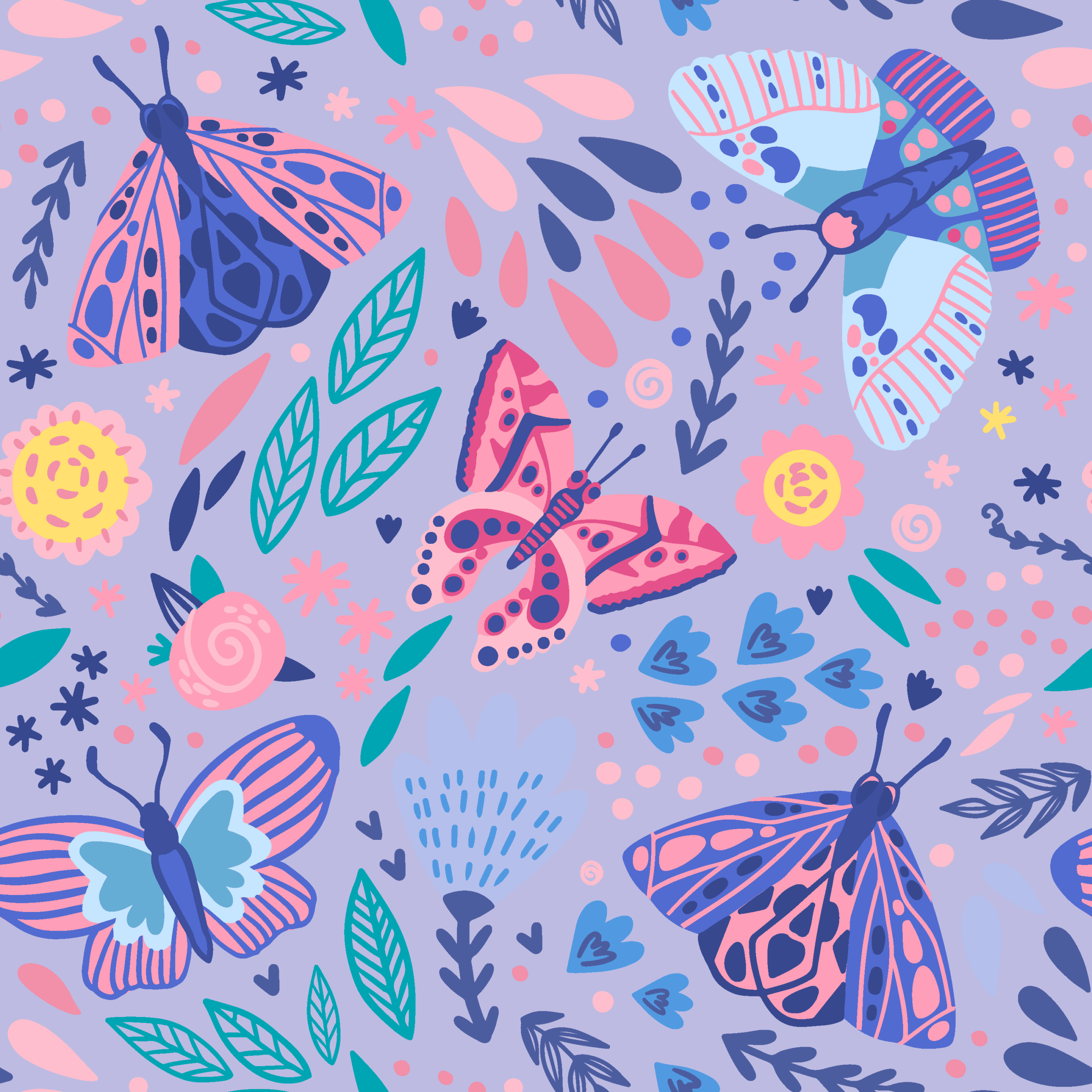 Behang vlinders Vlinders behang in roze tinten