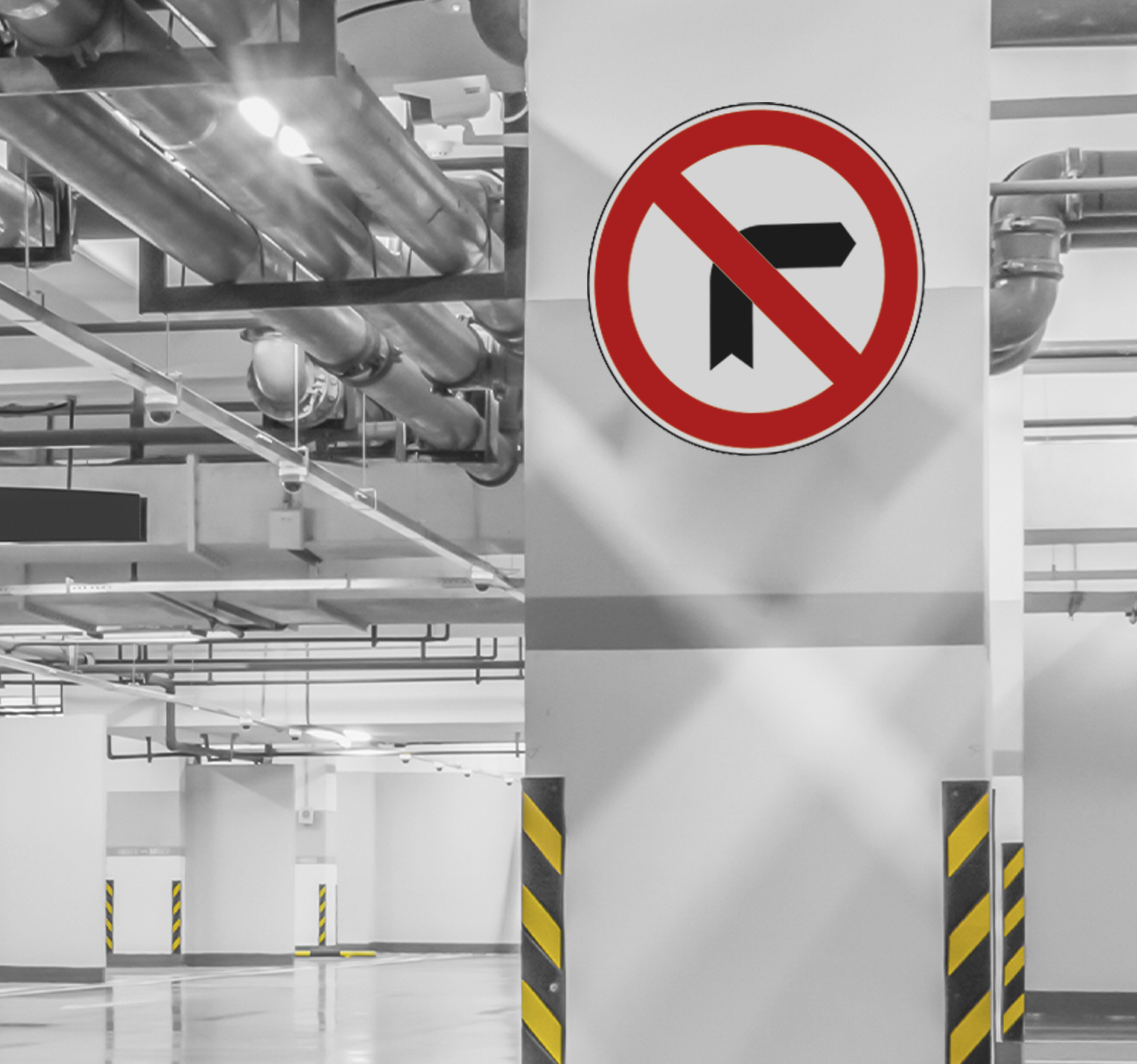 Muursticker verboden rechtsaf slaan