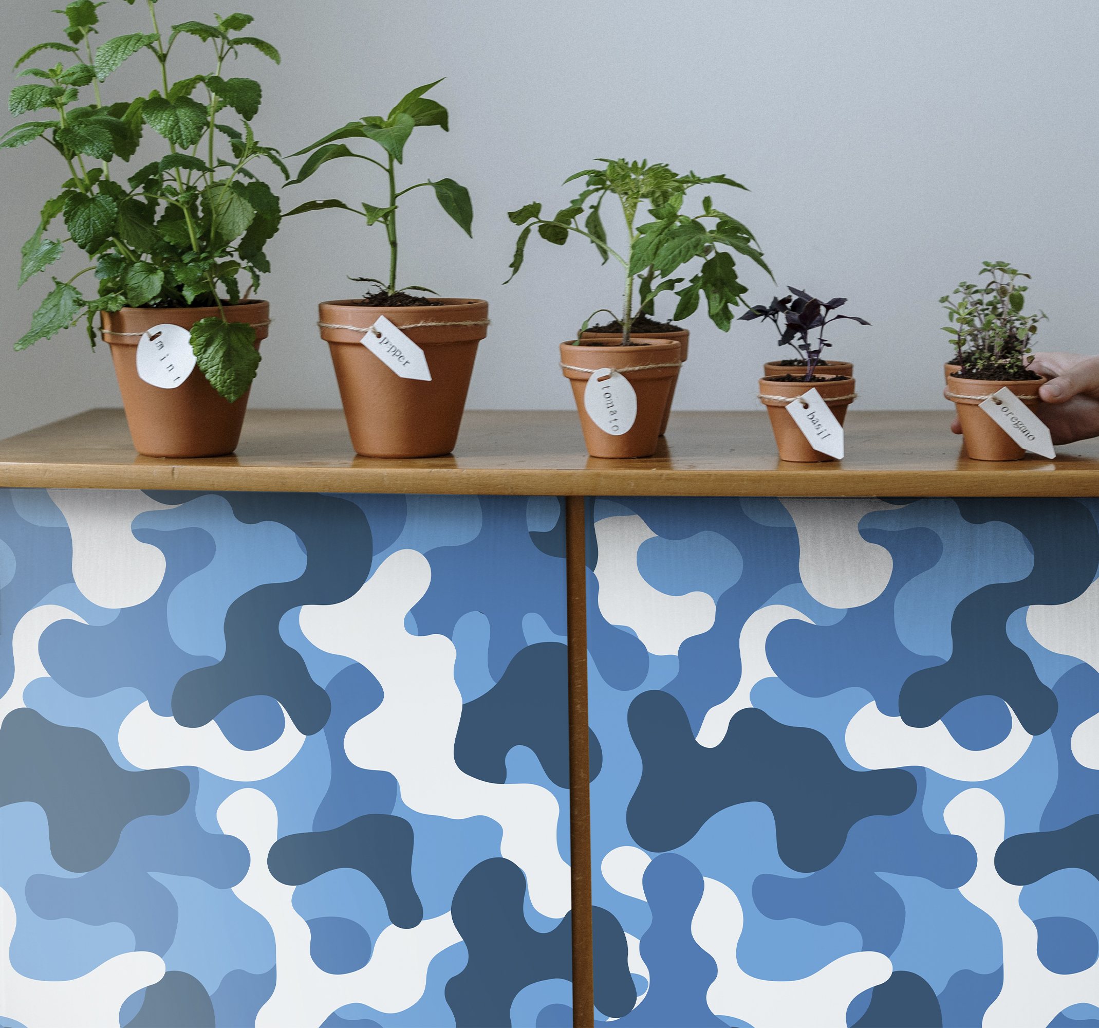 Stickers met patronen Blauwe camouflage