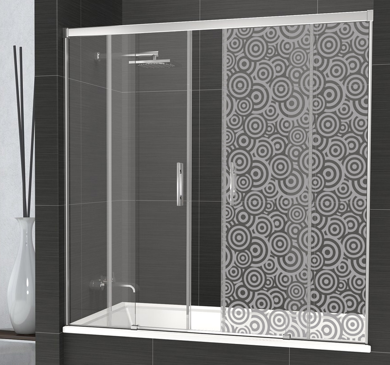 Sticker douchedeur golven