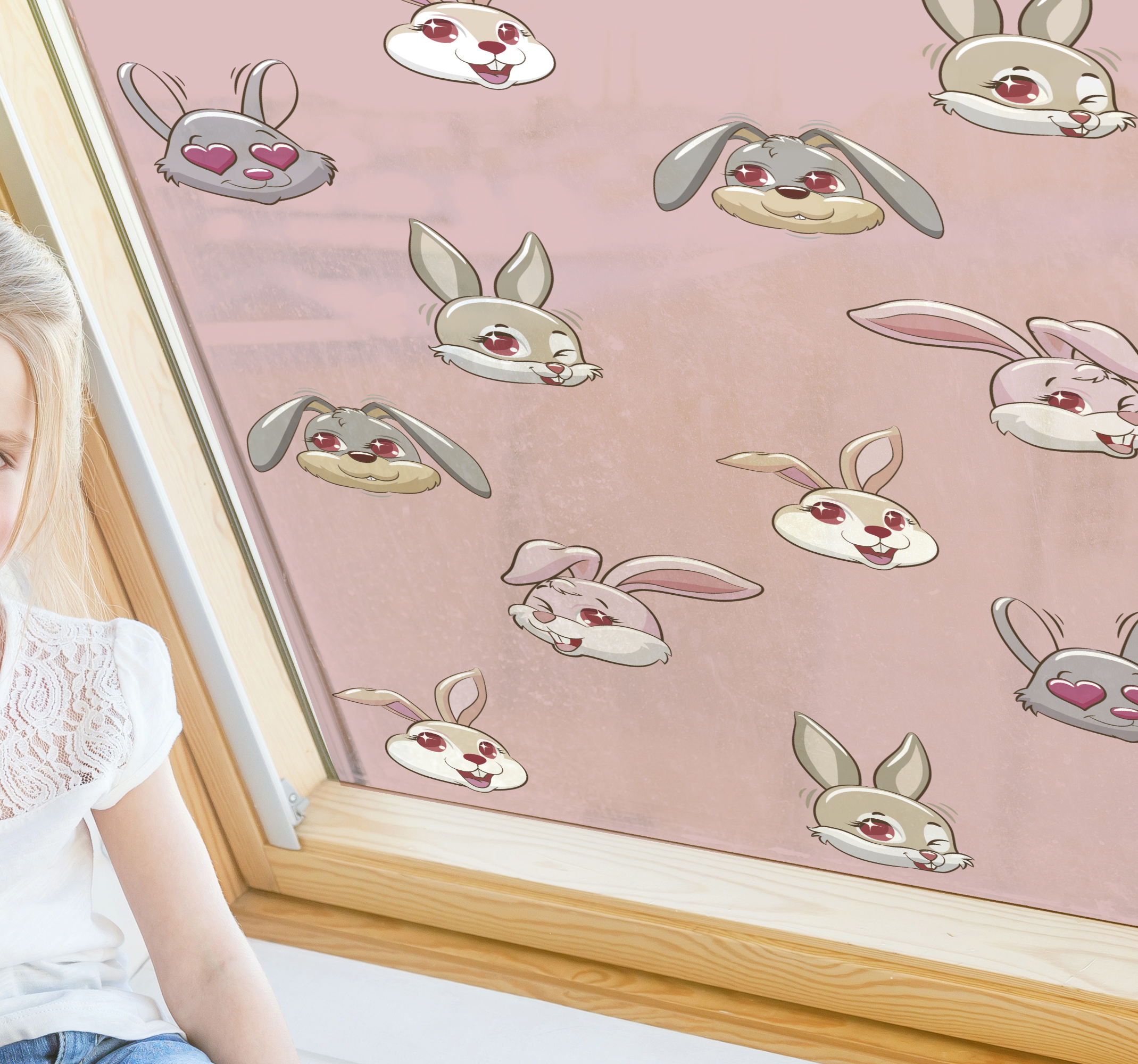 Privacy folie raam Konijn instellen clipart