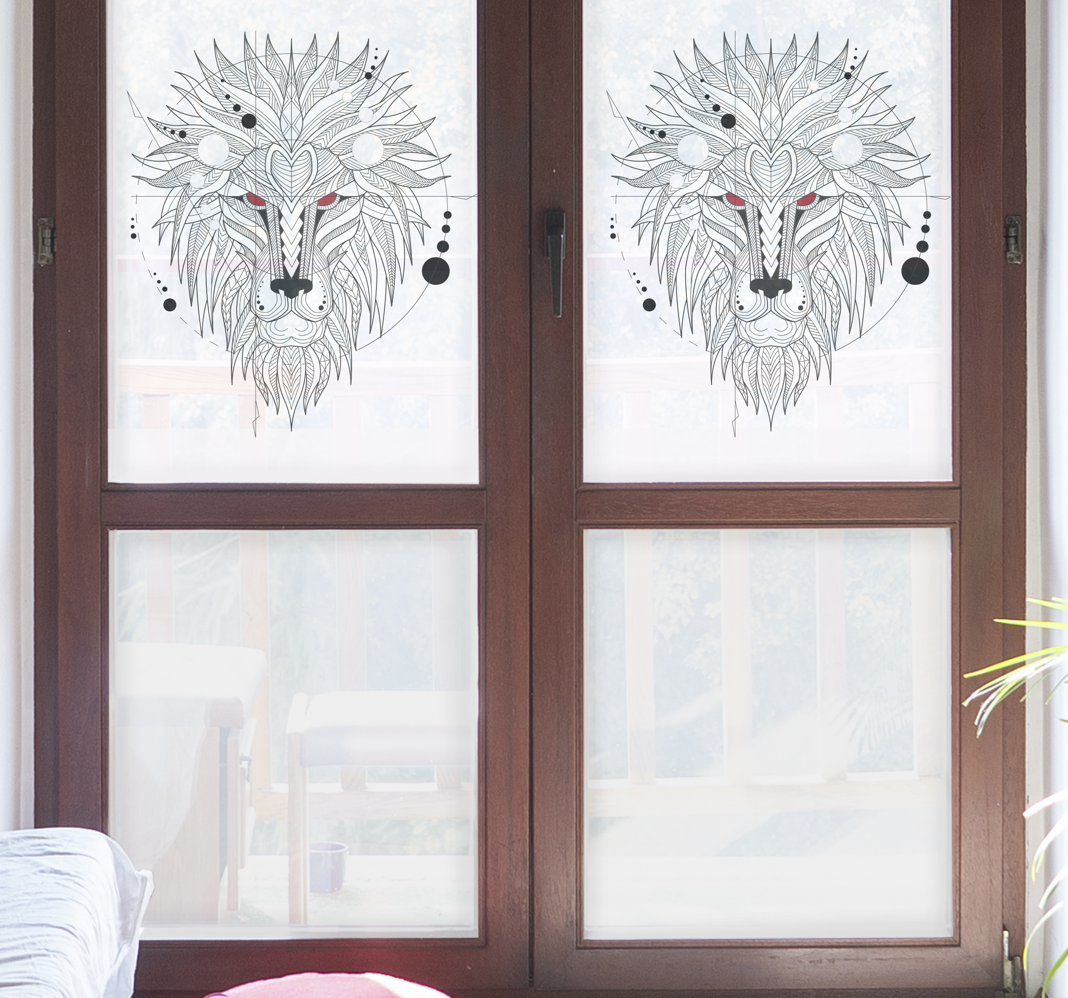 Raamfolie Geometrisch leeuwontwerp