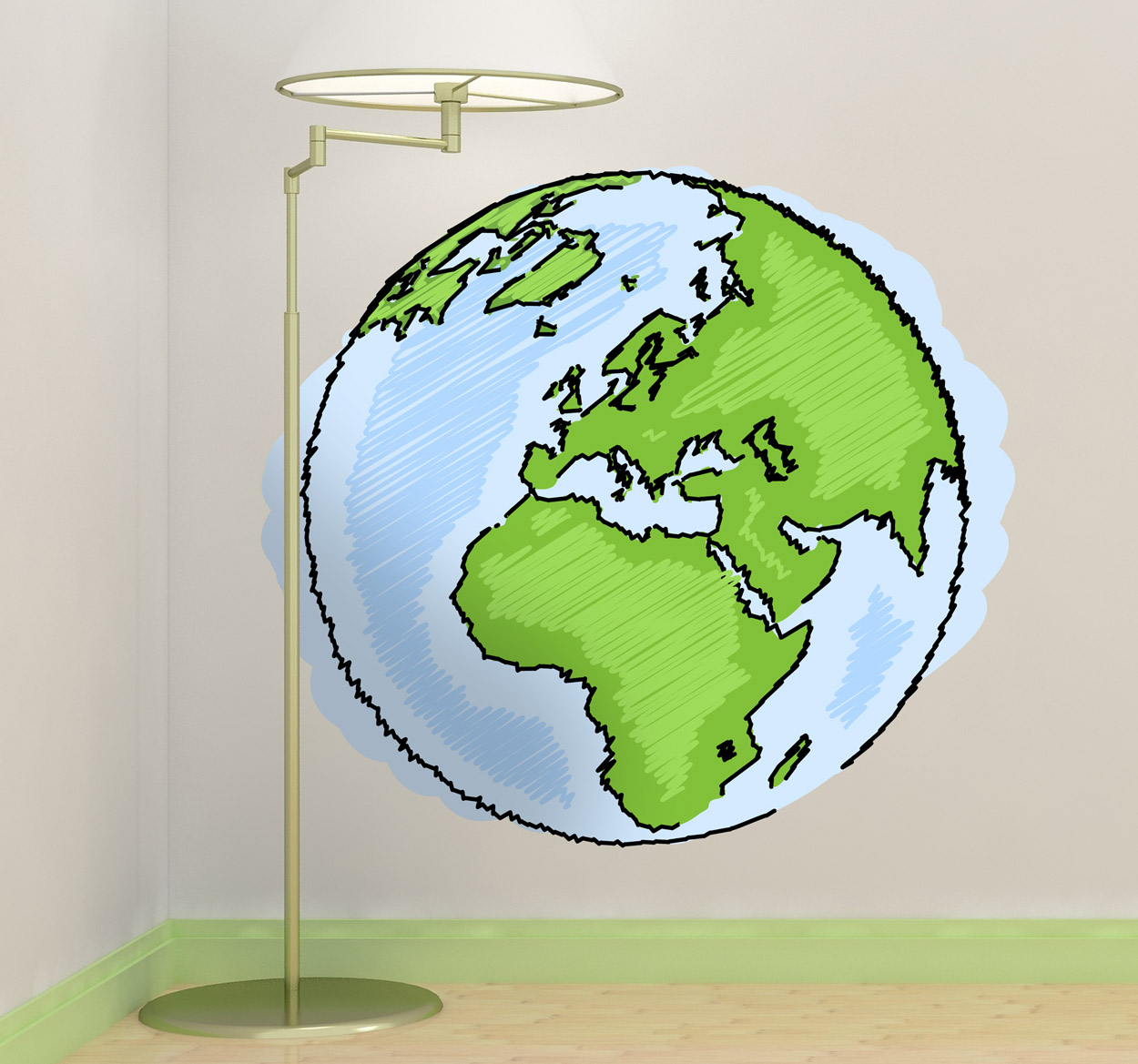 Muurstickers wereldkaart kinderkamer aardbol