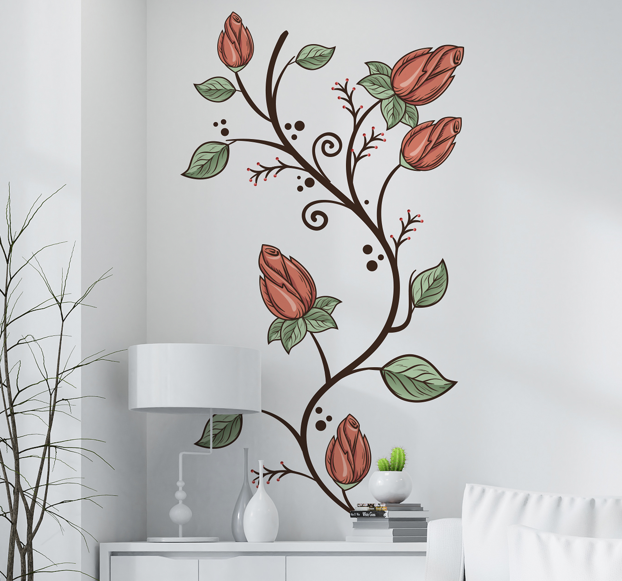 Sticker koelkast bloemen