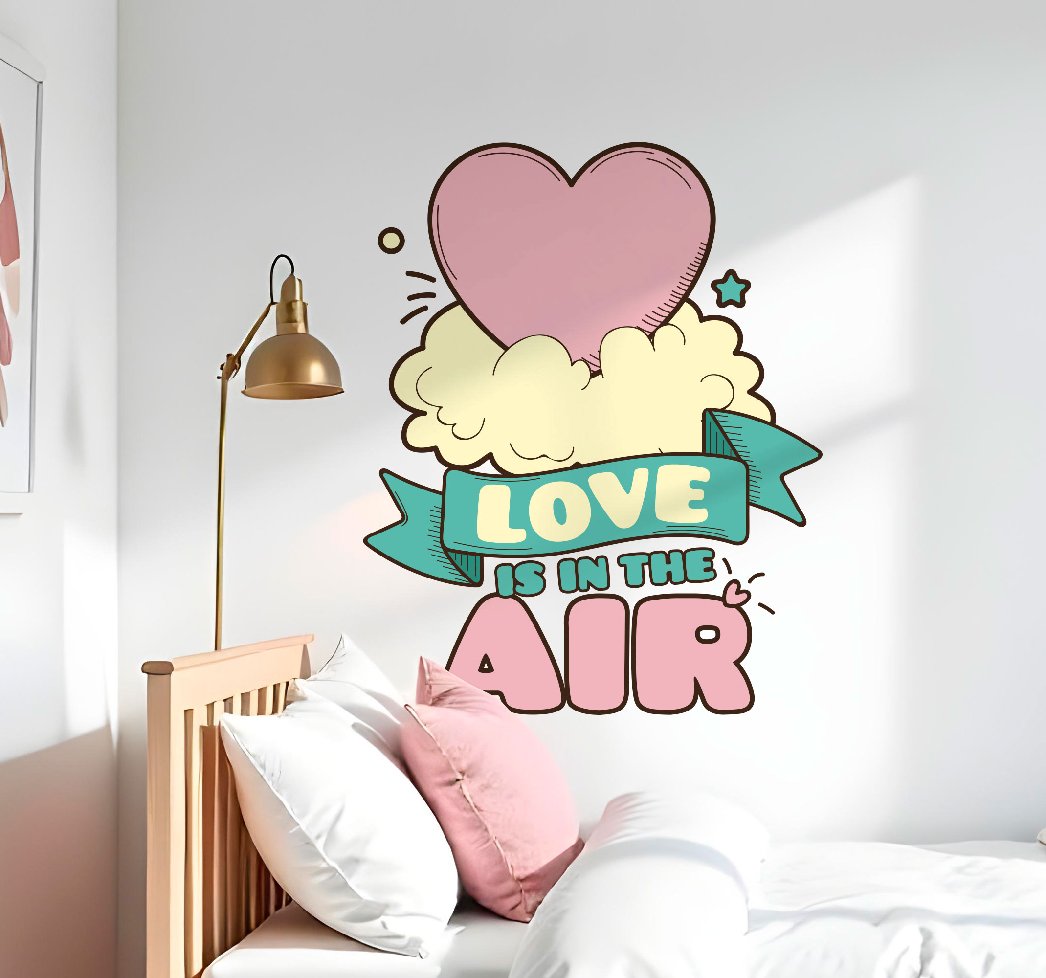 Sticker tekening love is in the air