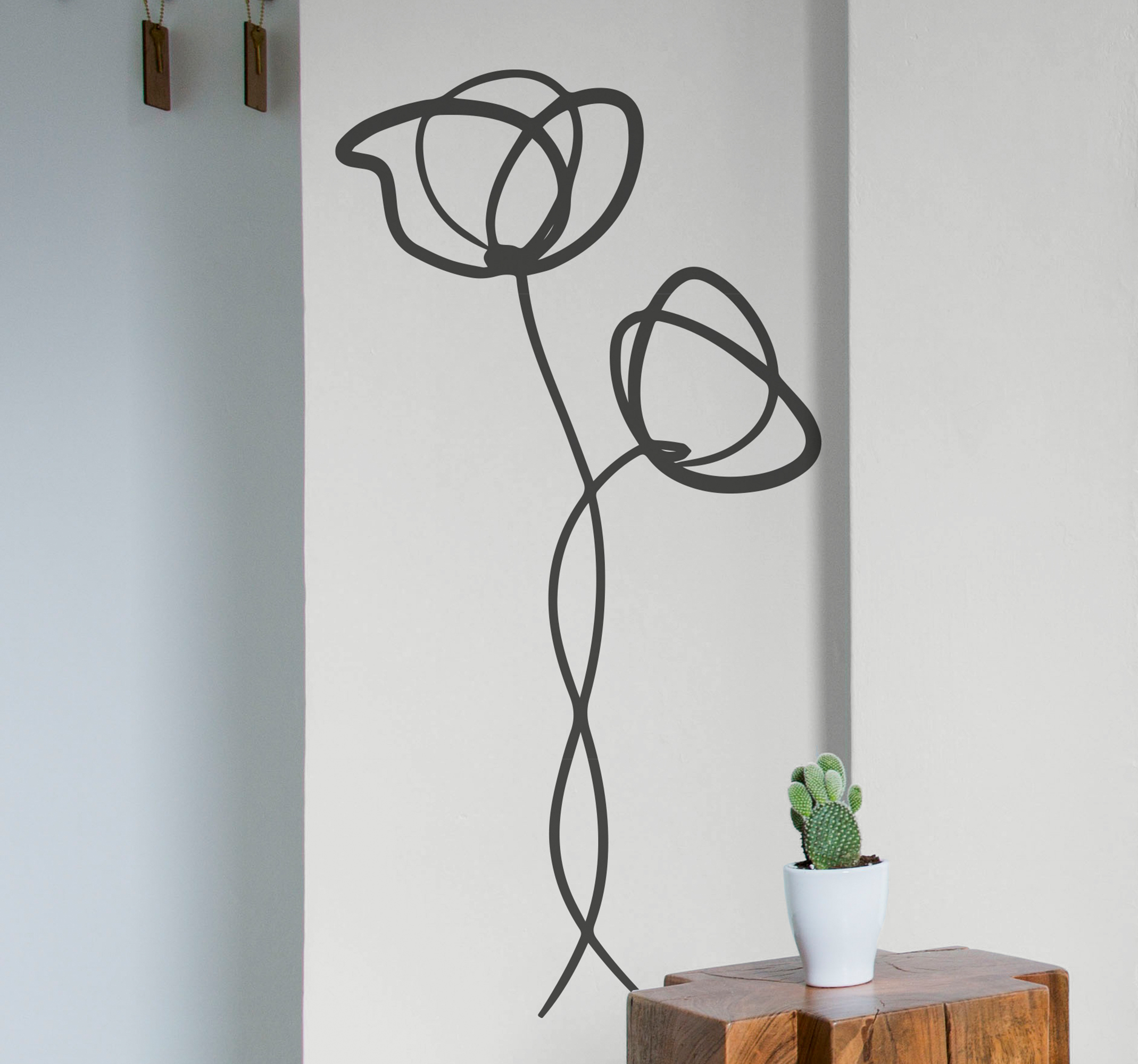 Bloemen muursticker woonkamer minimalistische klaprozen