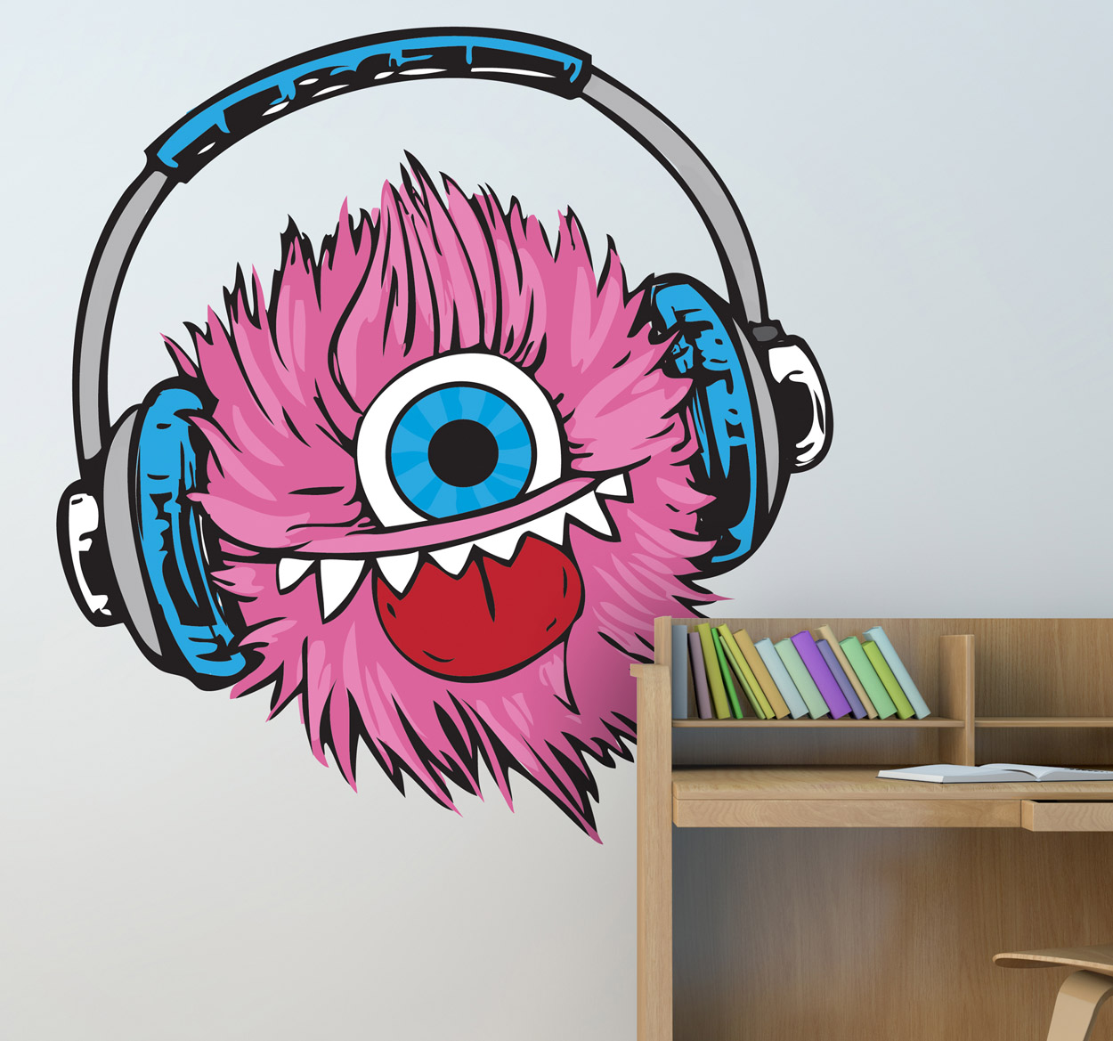 Sticker roze monster koptelefoon