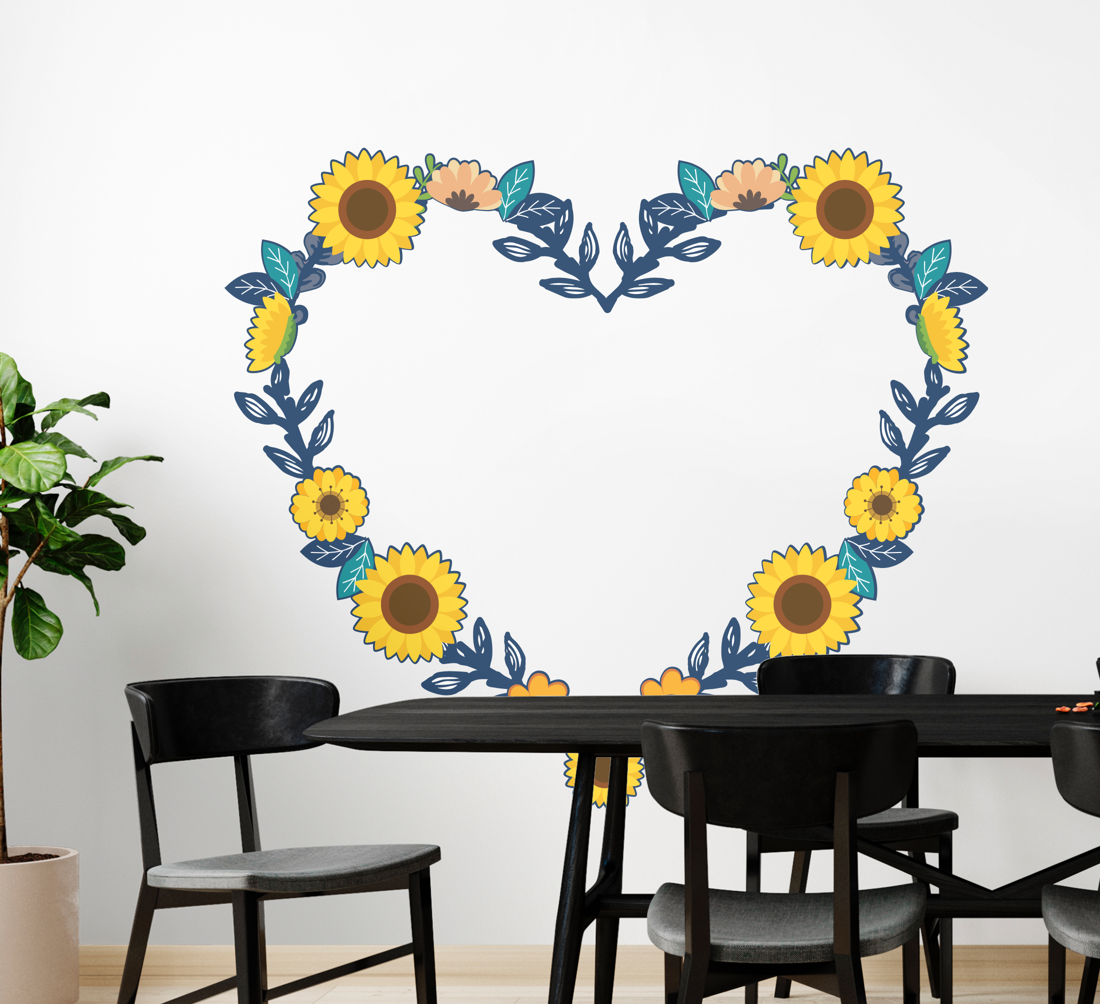Bloemen stickers Hart zon bloem