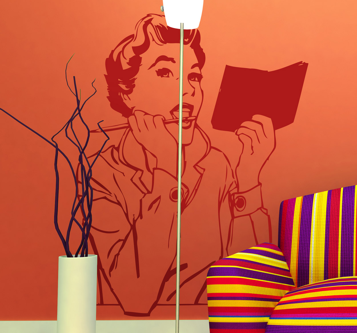 Retro secretaresse sticker