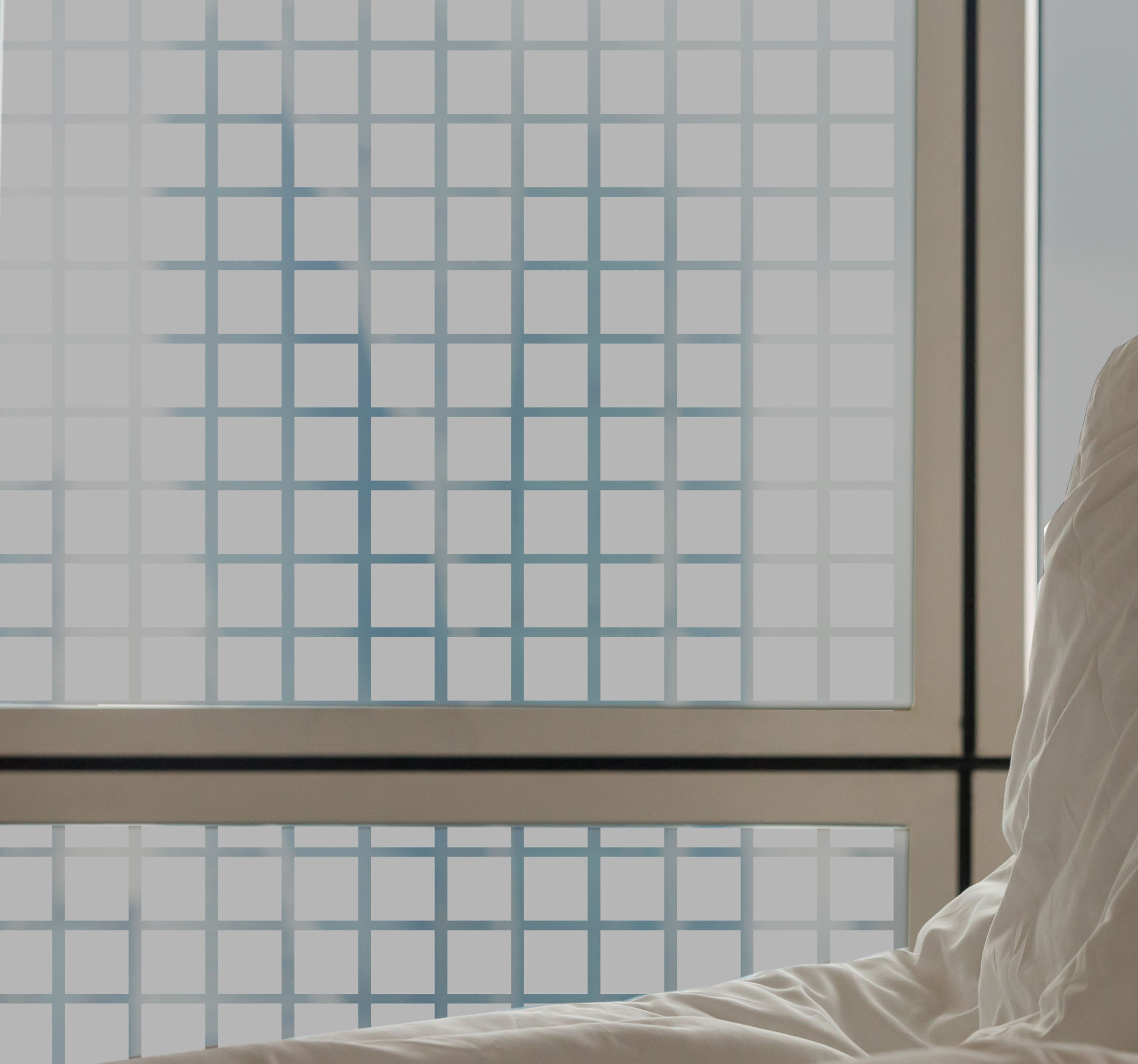 Raamfolie grijze vierkanten schaal