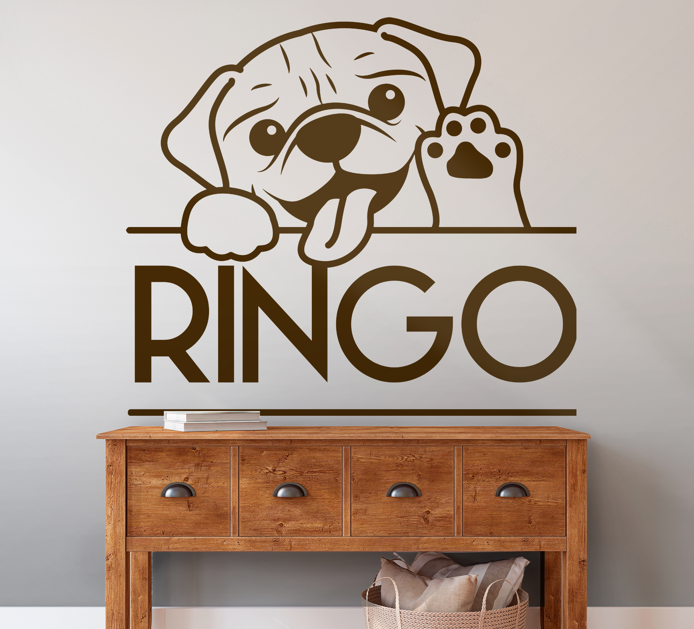 Muursticker hond monocolor leuke gluren