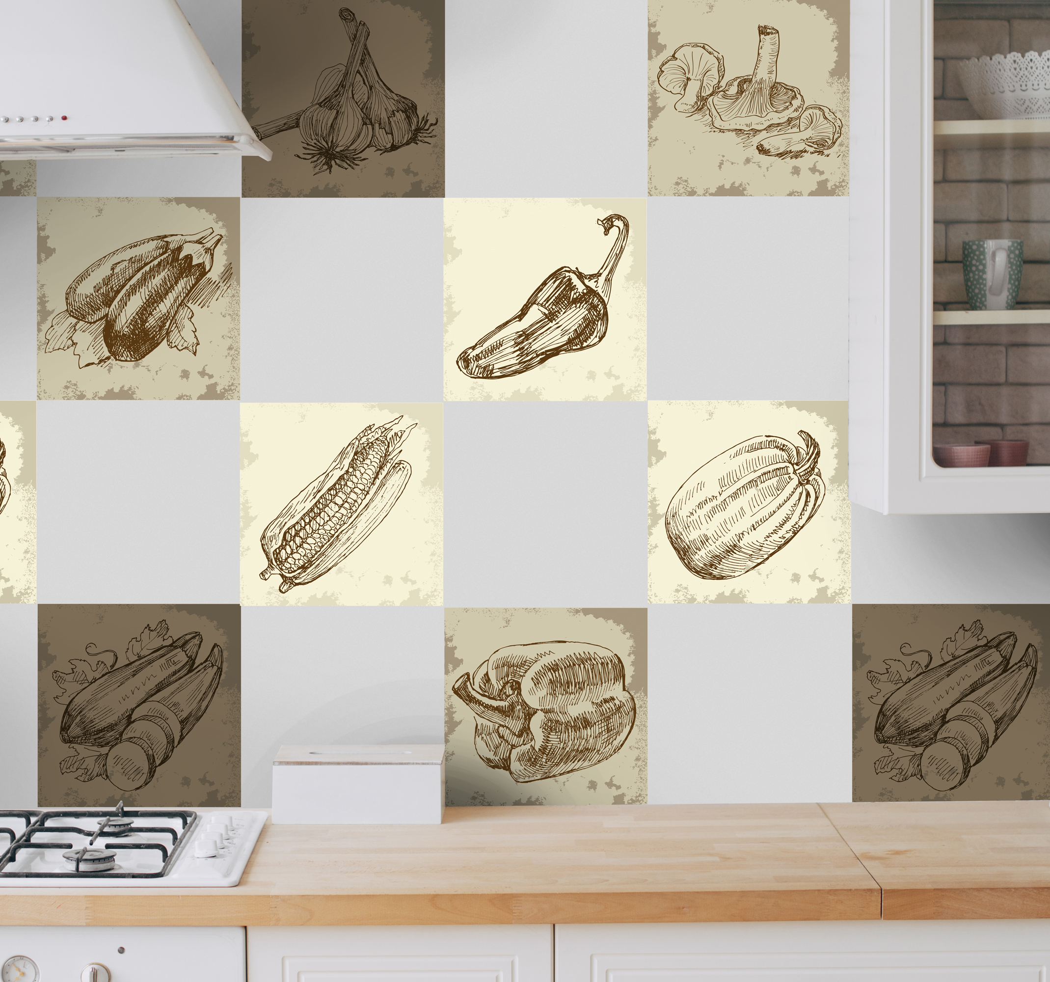 Tegelstickers keuken illustratie eten