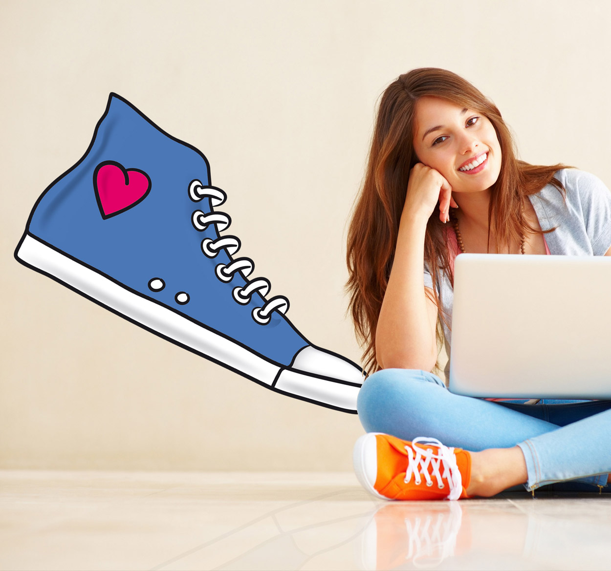 Sticker schoen met hartje