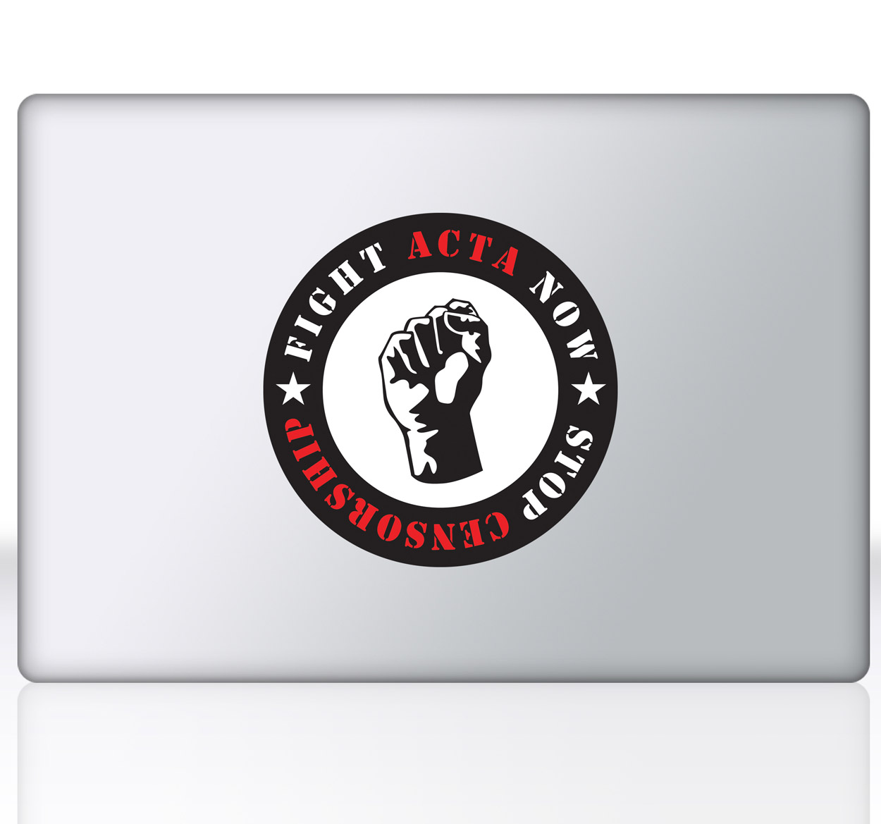 Sticker laptop Fight ACTA now