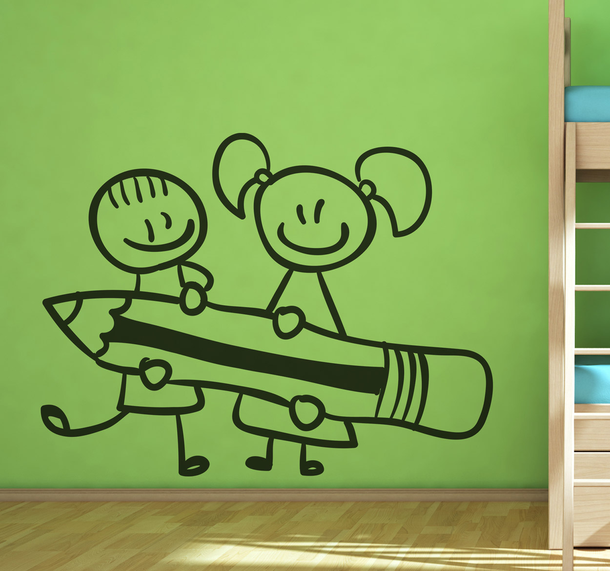 Sticker Potlood Jongen en meisje