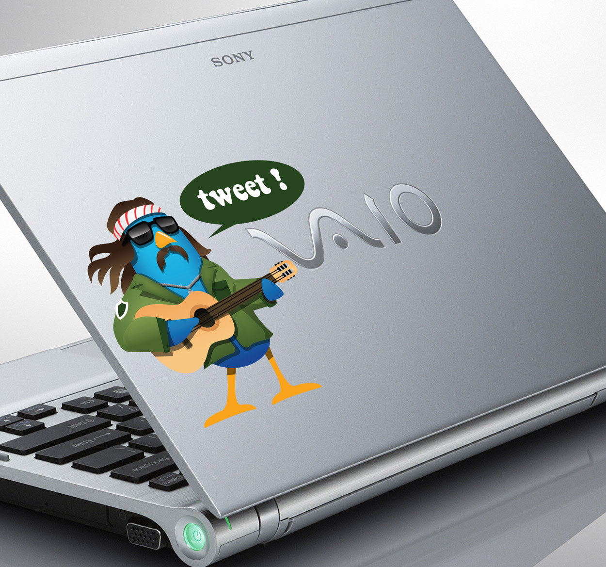 Hippie Tweet Twitter vogel laptop sticker