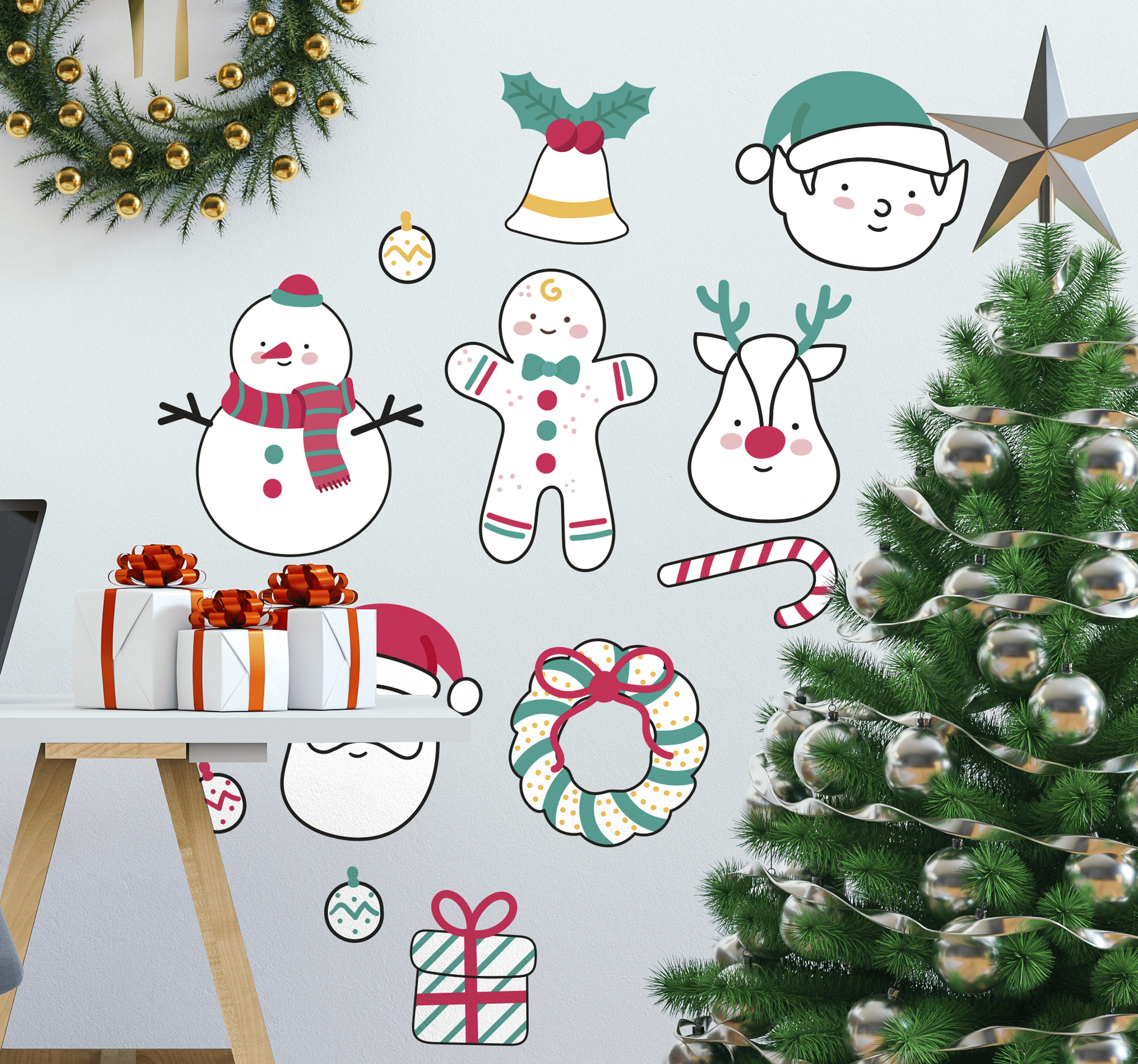 Stickers personages kerstmis