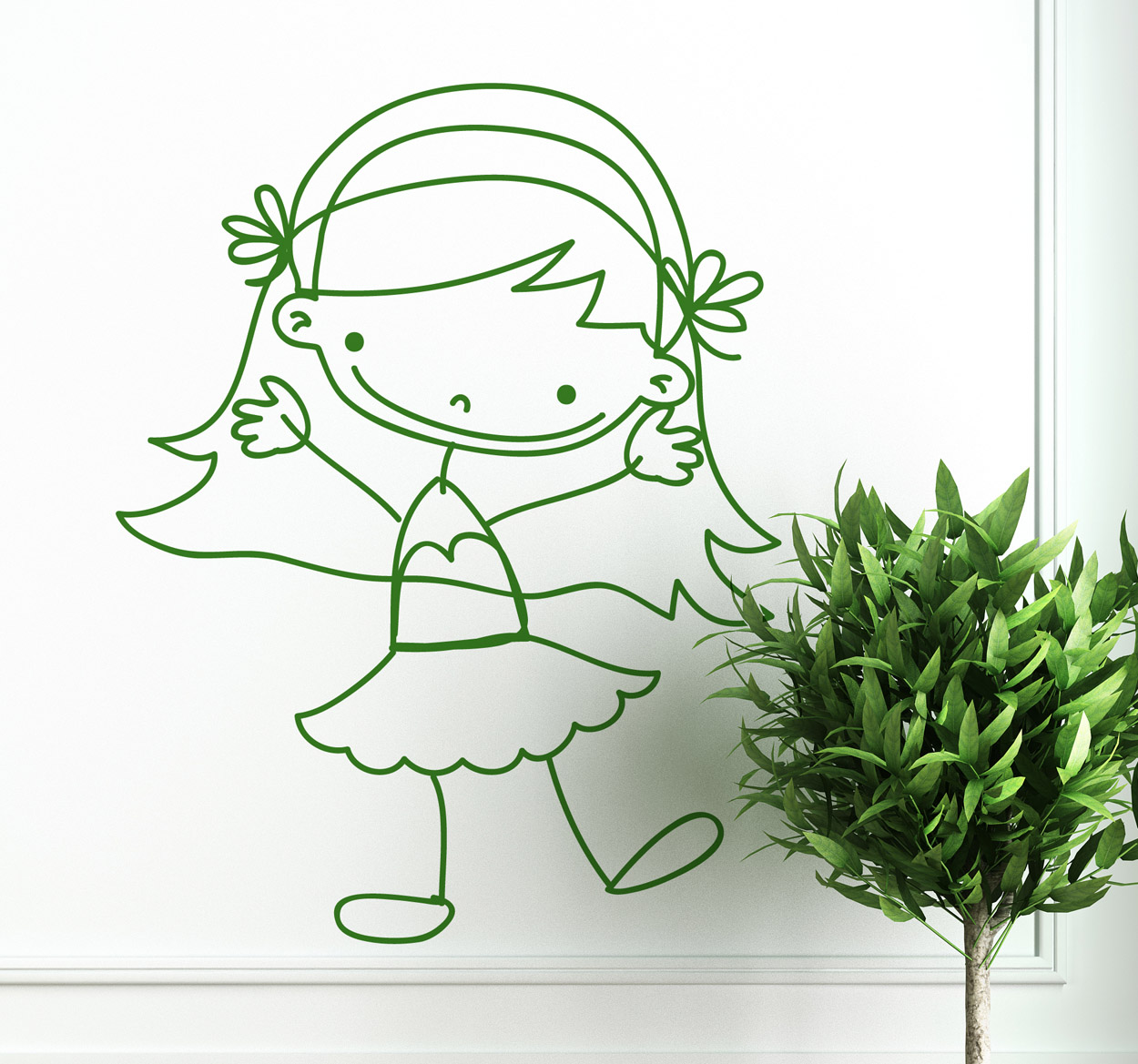 Sticker tekening meisje rokje