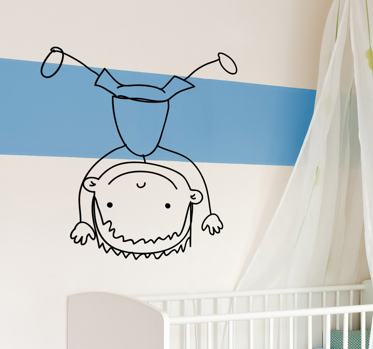 Sticker kinderkamer jongen handstand