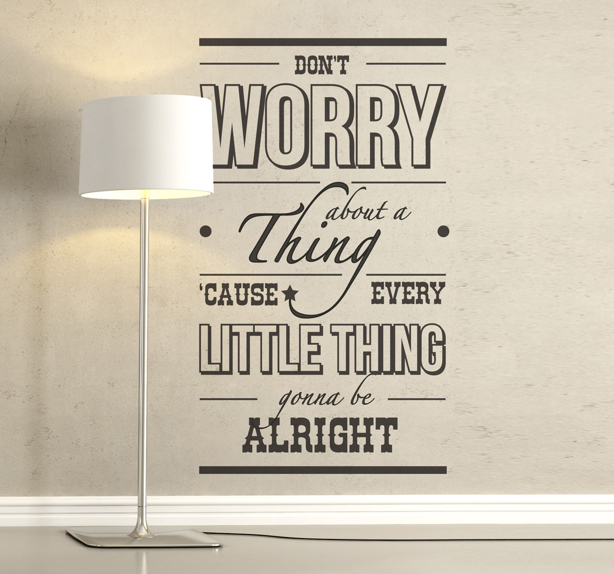 Muurstickers woonkamer Three little birds Bob Marley