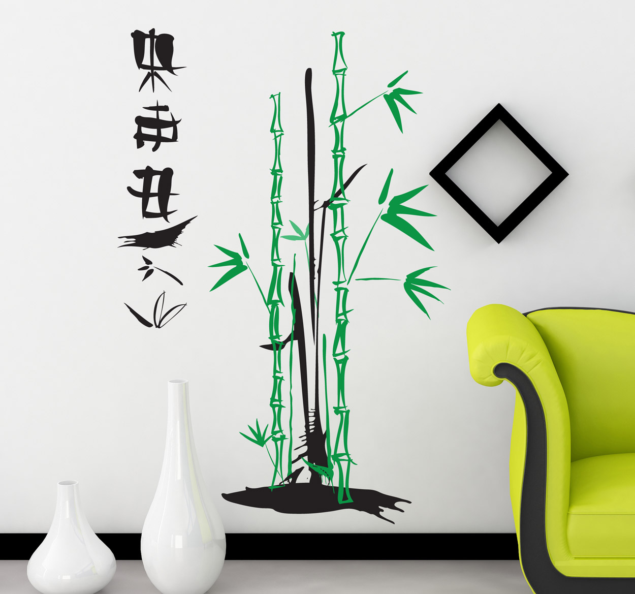 Oriental Bamboe en Chinese tekst sticker