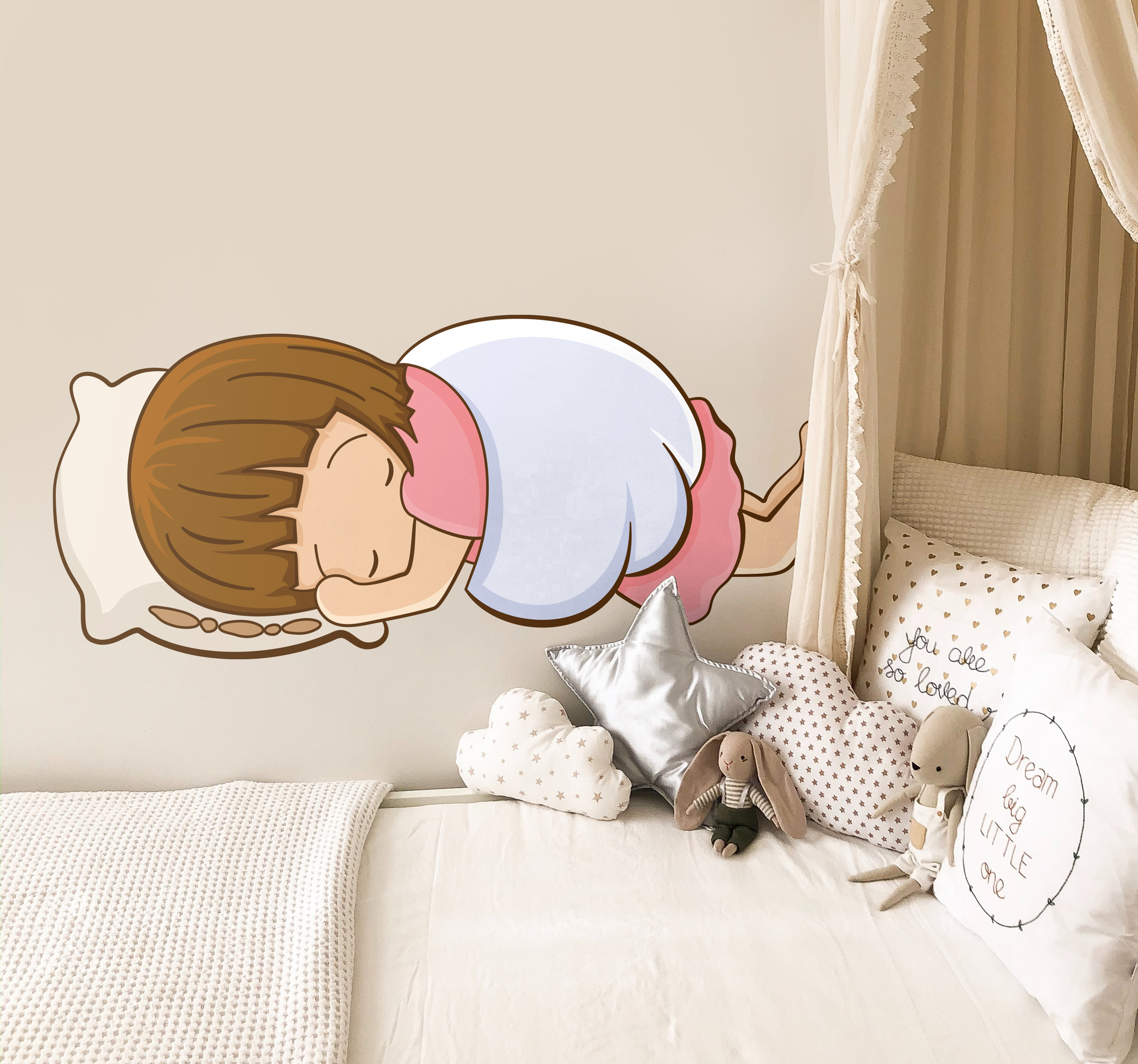 Sticker babykamer slapend meisje